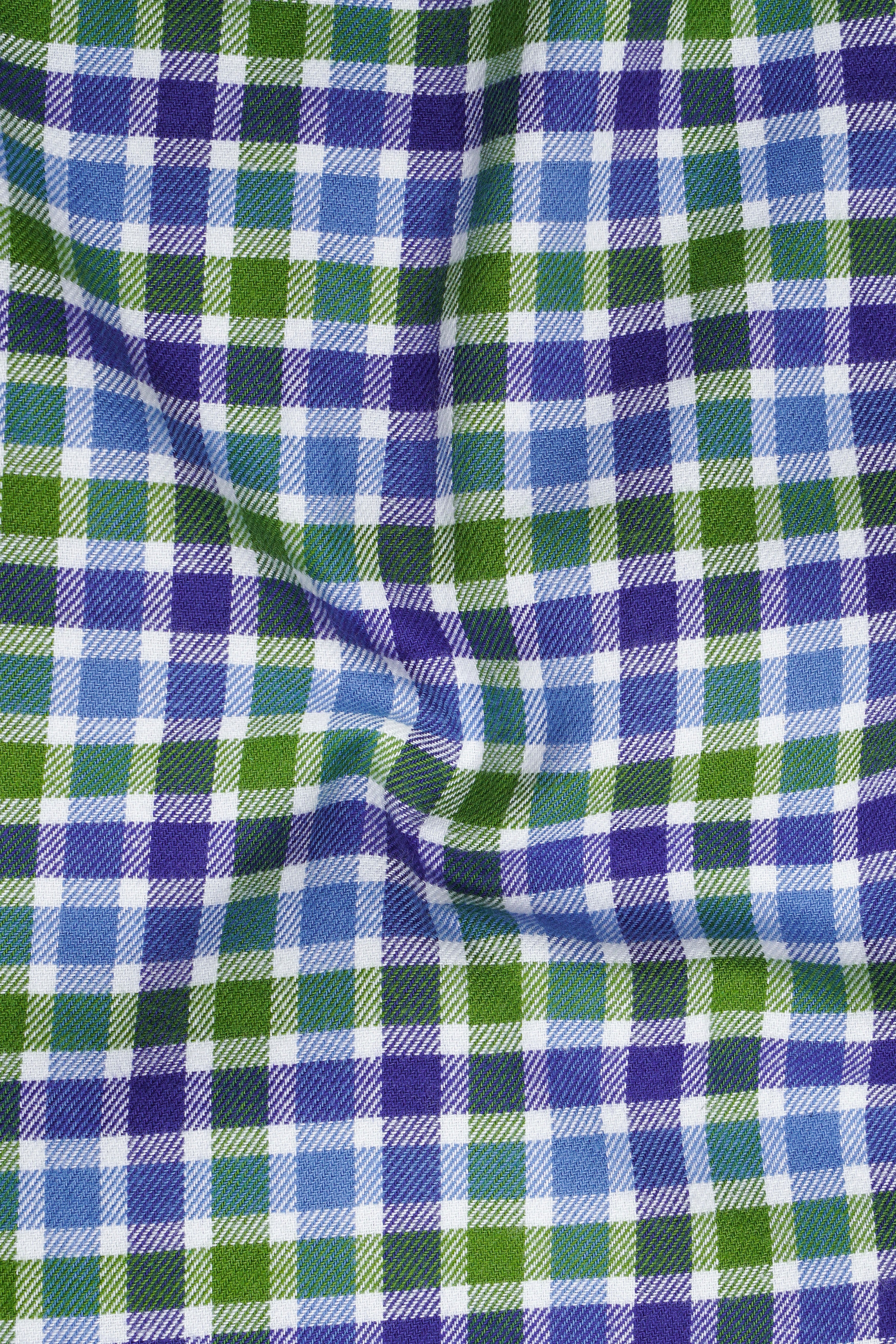 Camo Green and Gigas Blue Twill Gingham Premium Cotton Overshirt/Shacket