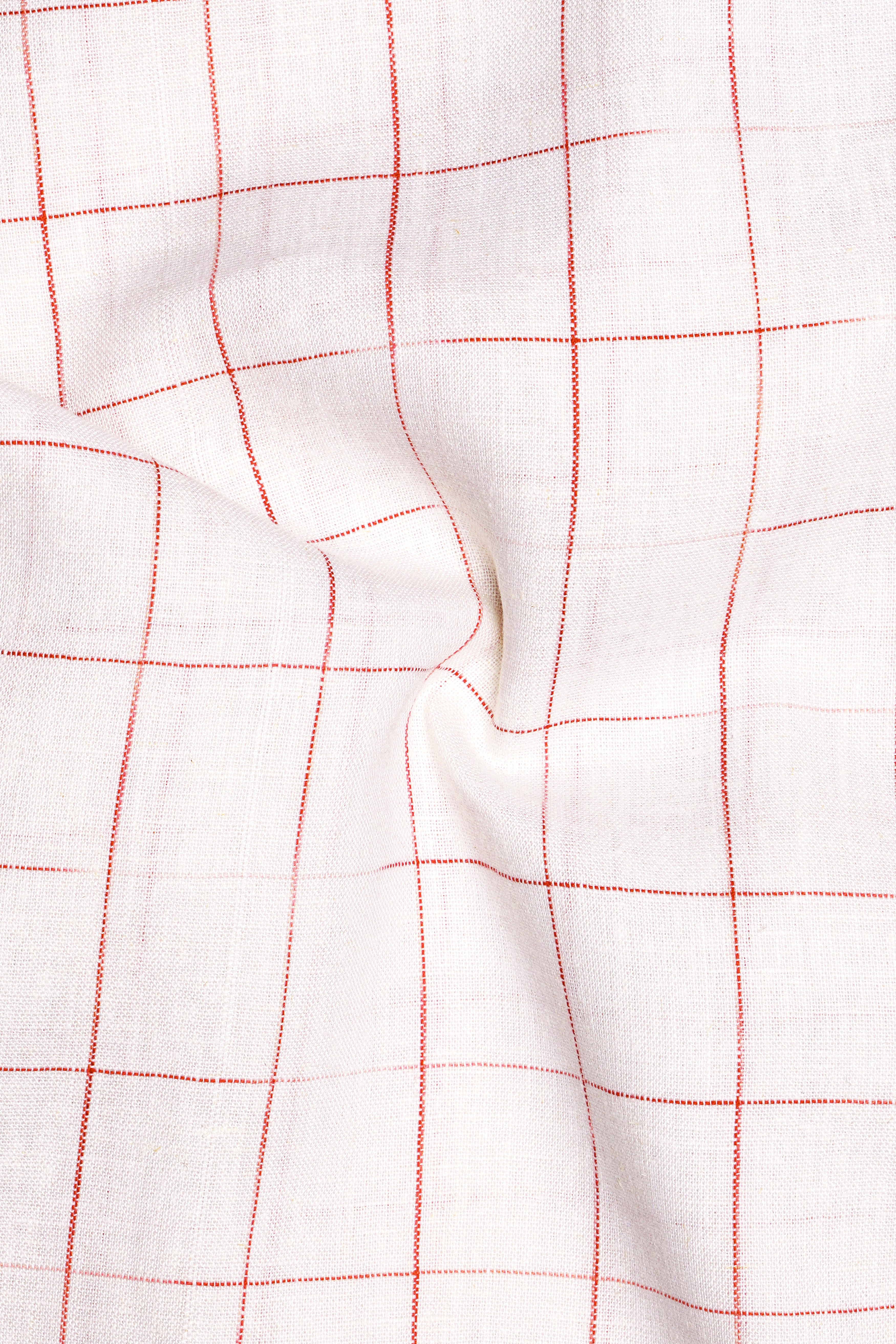 Bright White windowpane Luxurious Linen Shirt