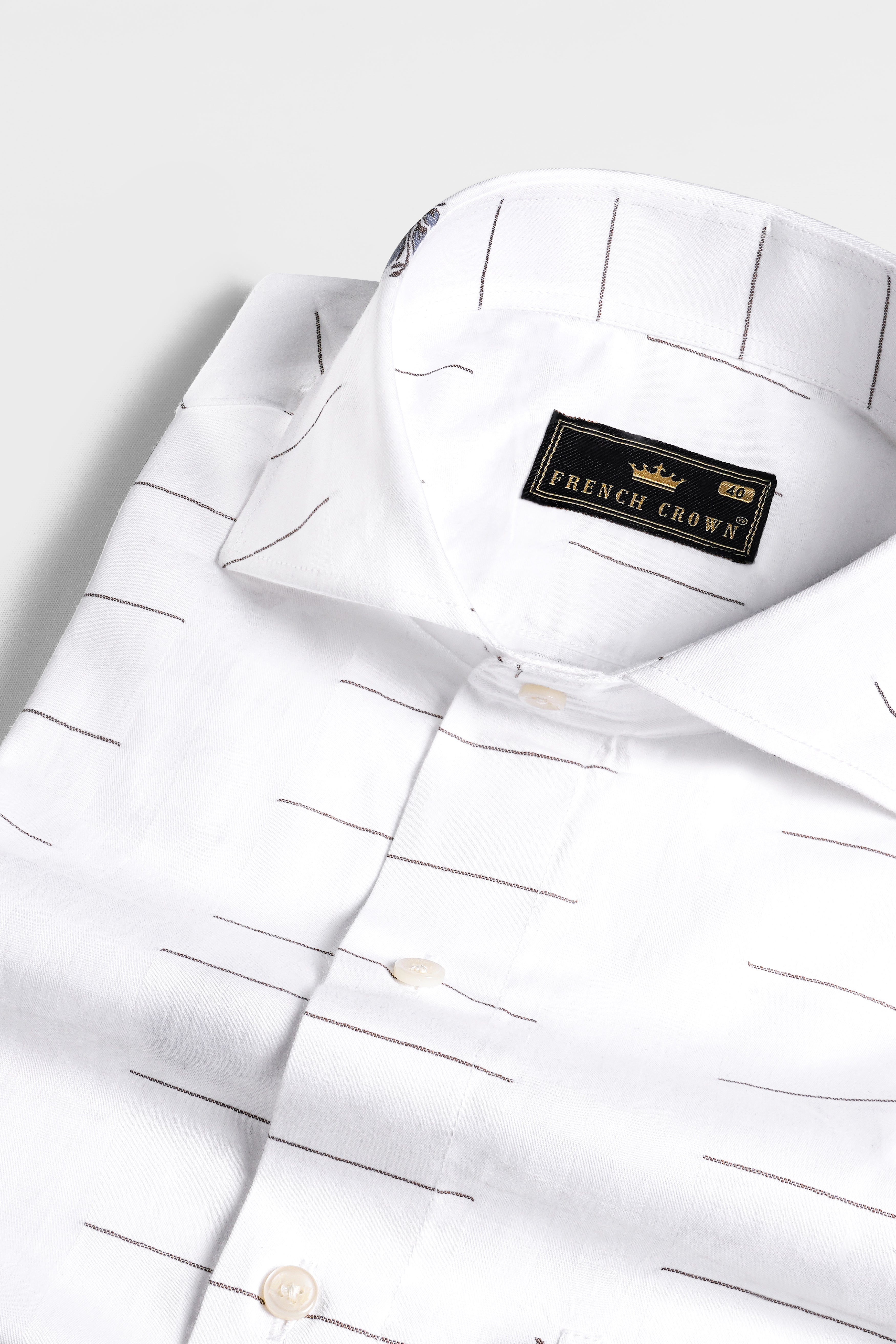 Bright White Jacquard Textured Premium Giza Cotton Shirt