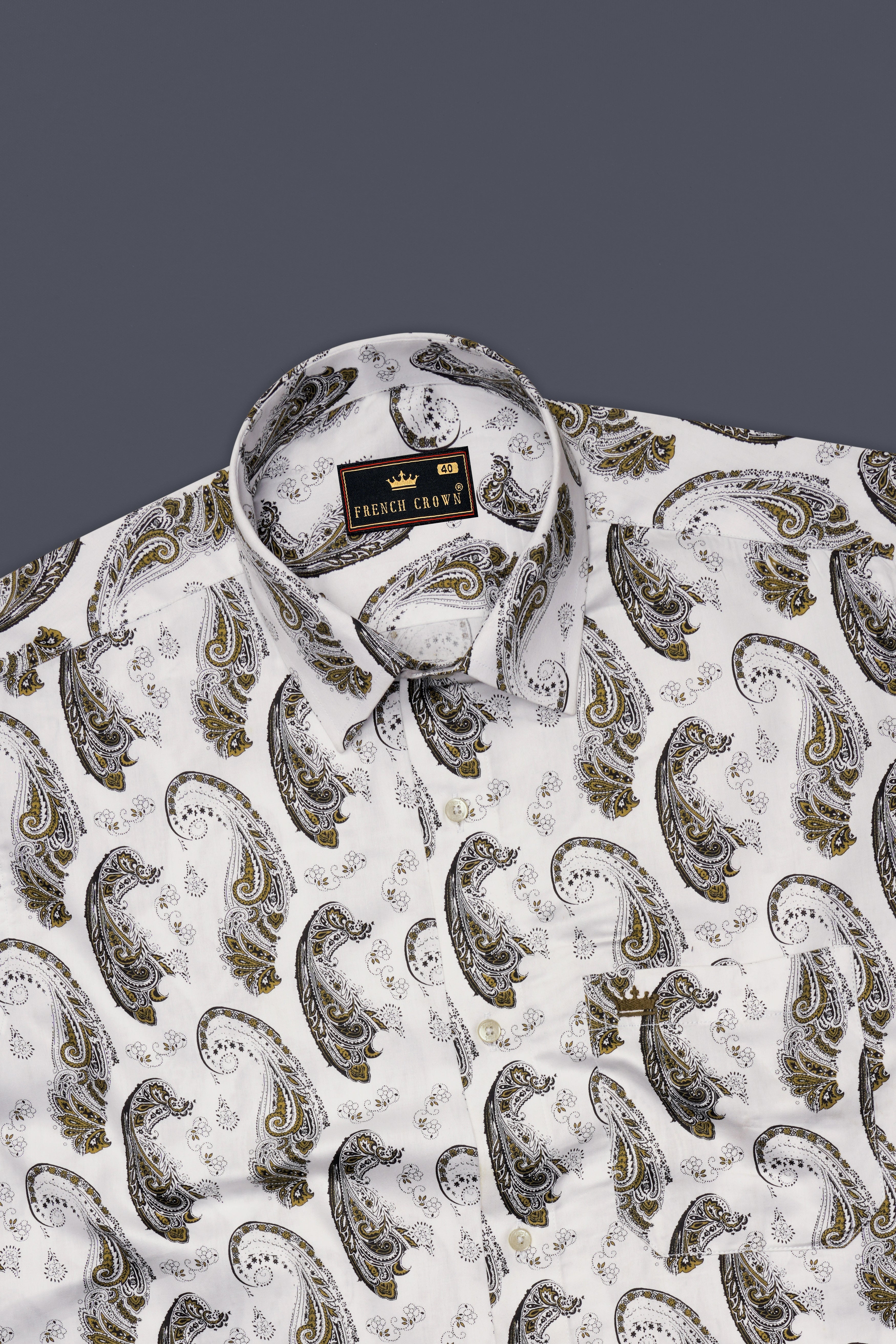 Bright White Paisley Printed Super Soft Premium Cotton Shirt