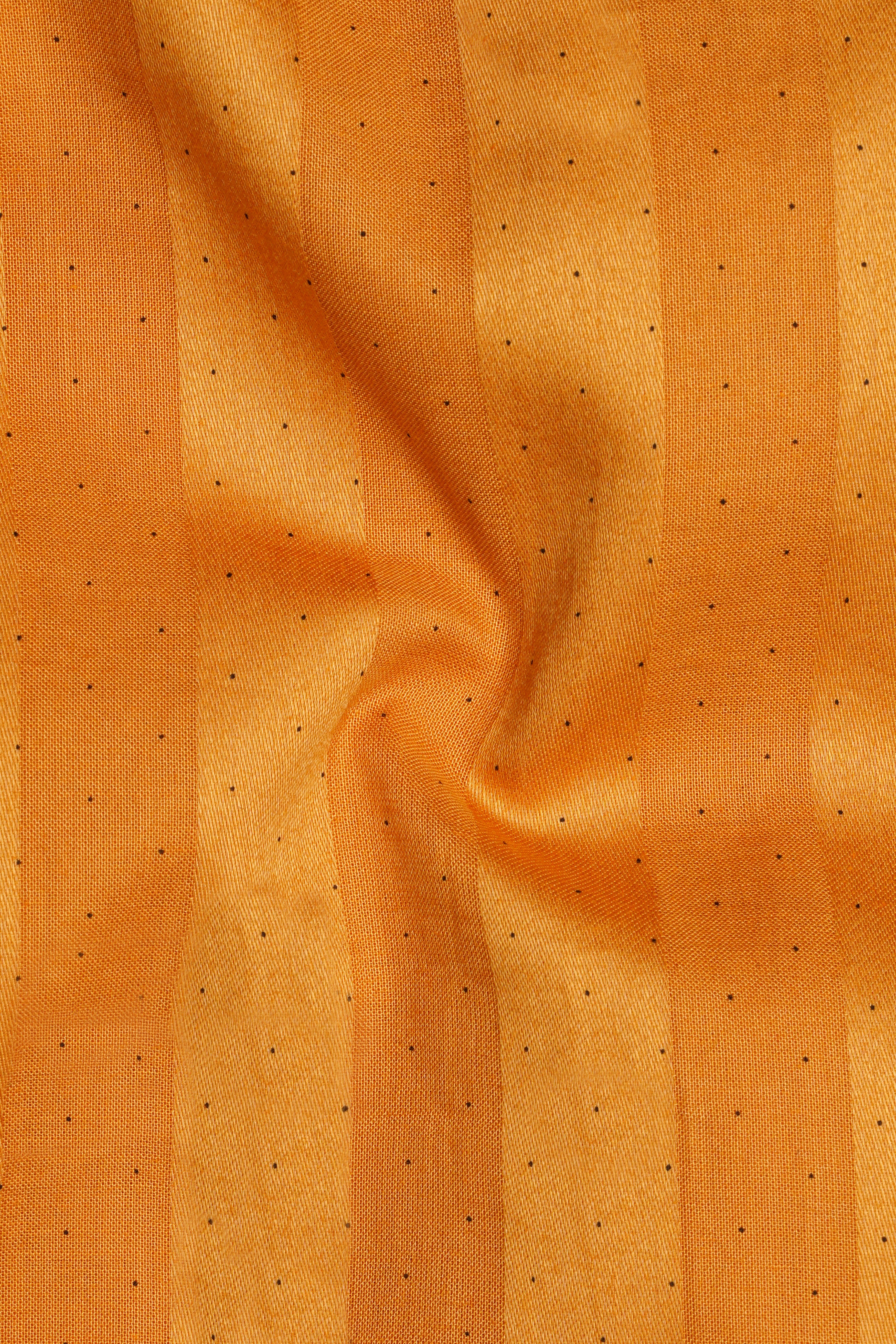 Atomic Tangerine Orange Striped Dobby Textured Premium Giza Cotton Shirt
