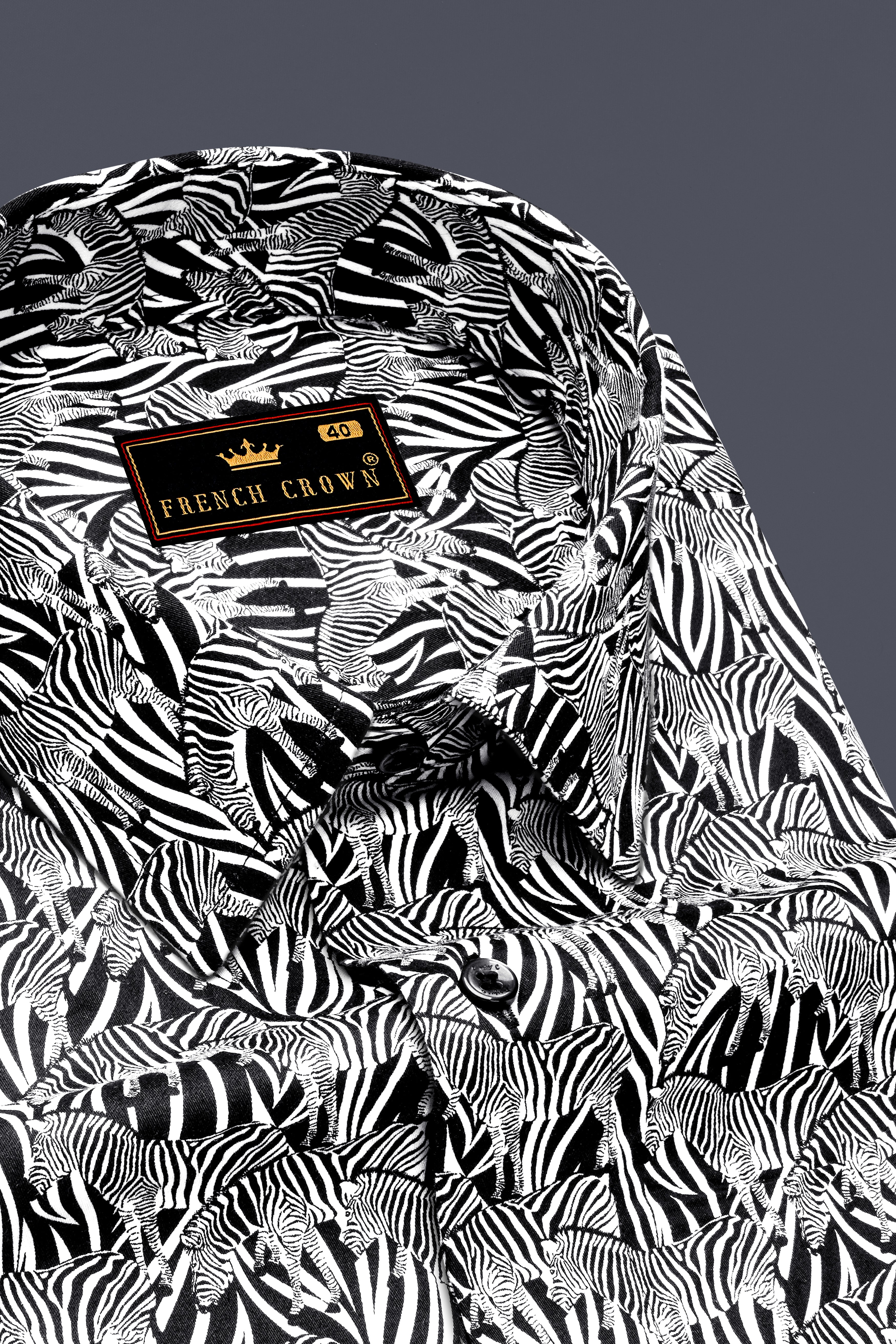 Black and White Zebra Casual Textured Premium Cotton Shirt For Men