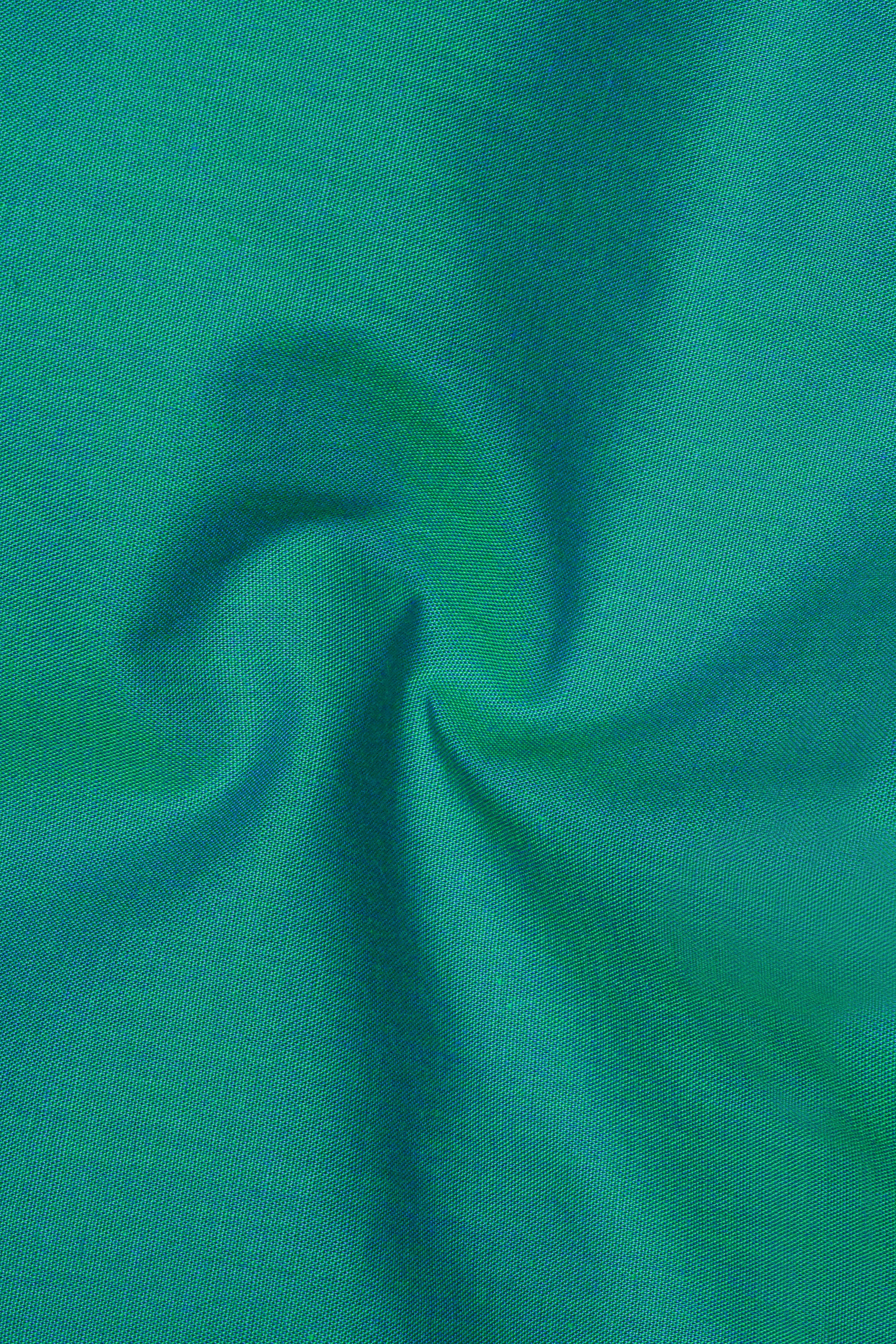 Teal Green Chambray Textured Premium Cotton Shirt