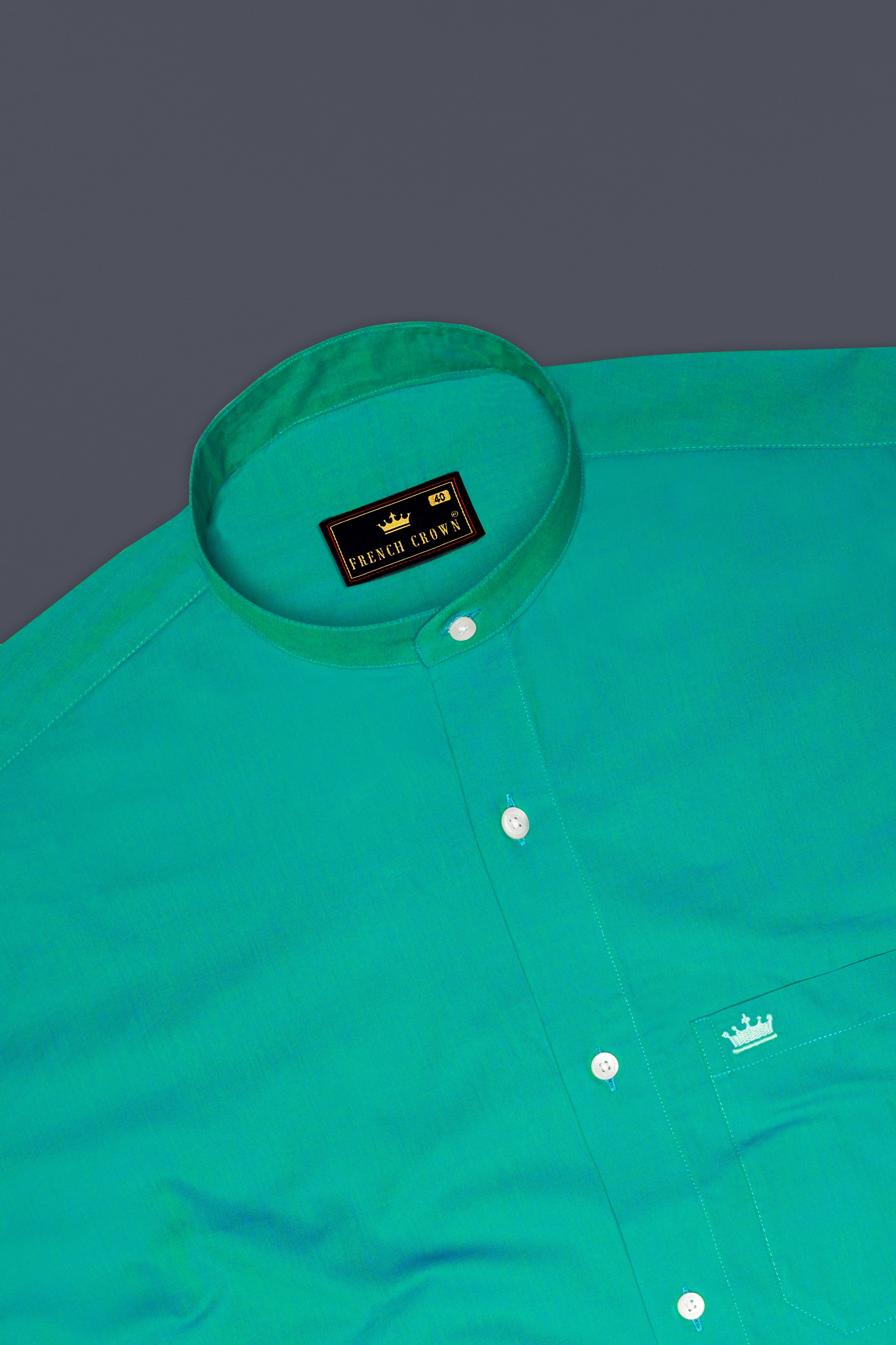 Teal Green Chambray Textured Premium Cotton Shirt