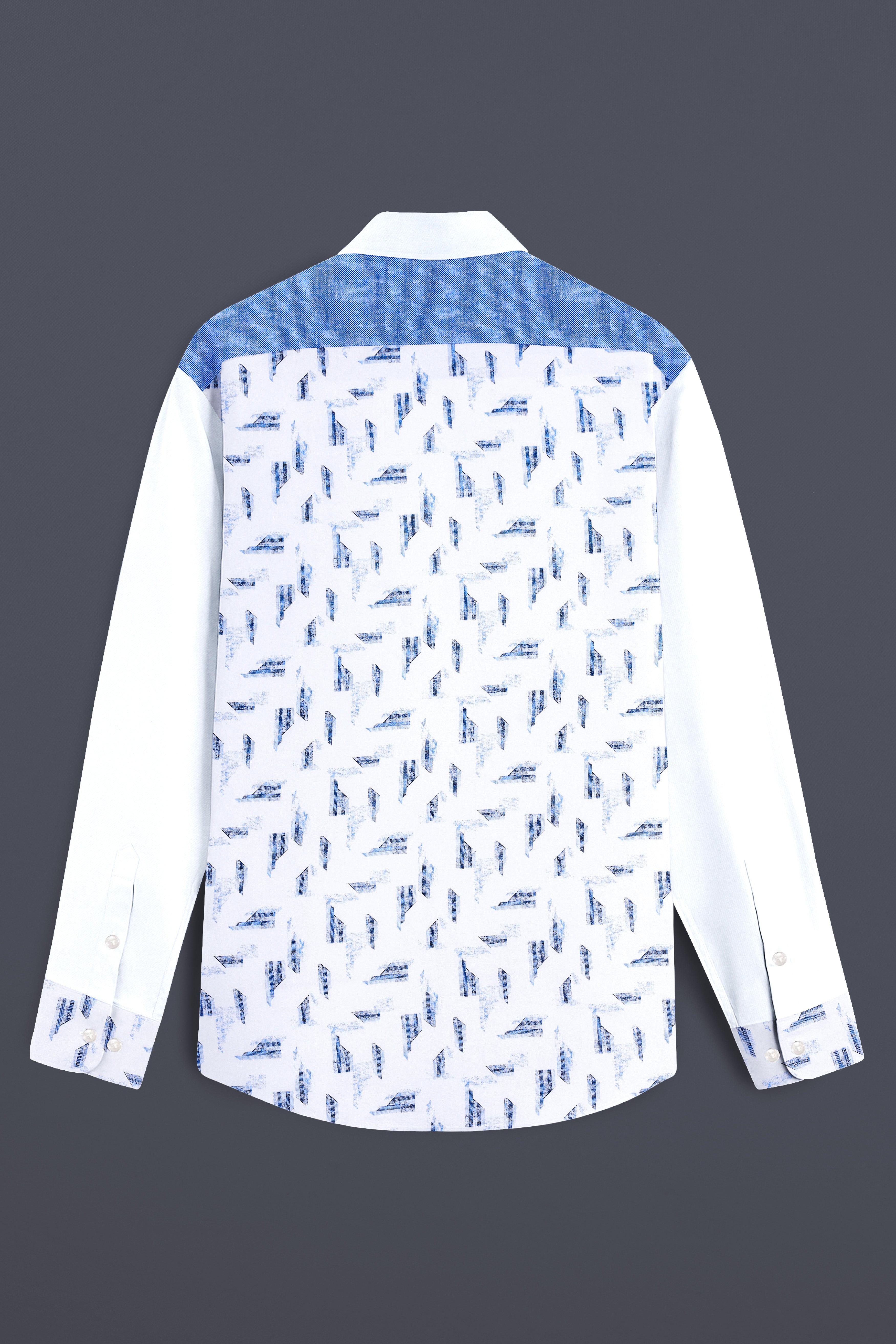 Bright White and Jordy Blue Printed Super Soft Premium Cotton Designer Shirt