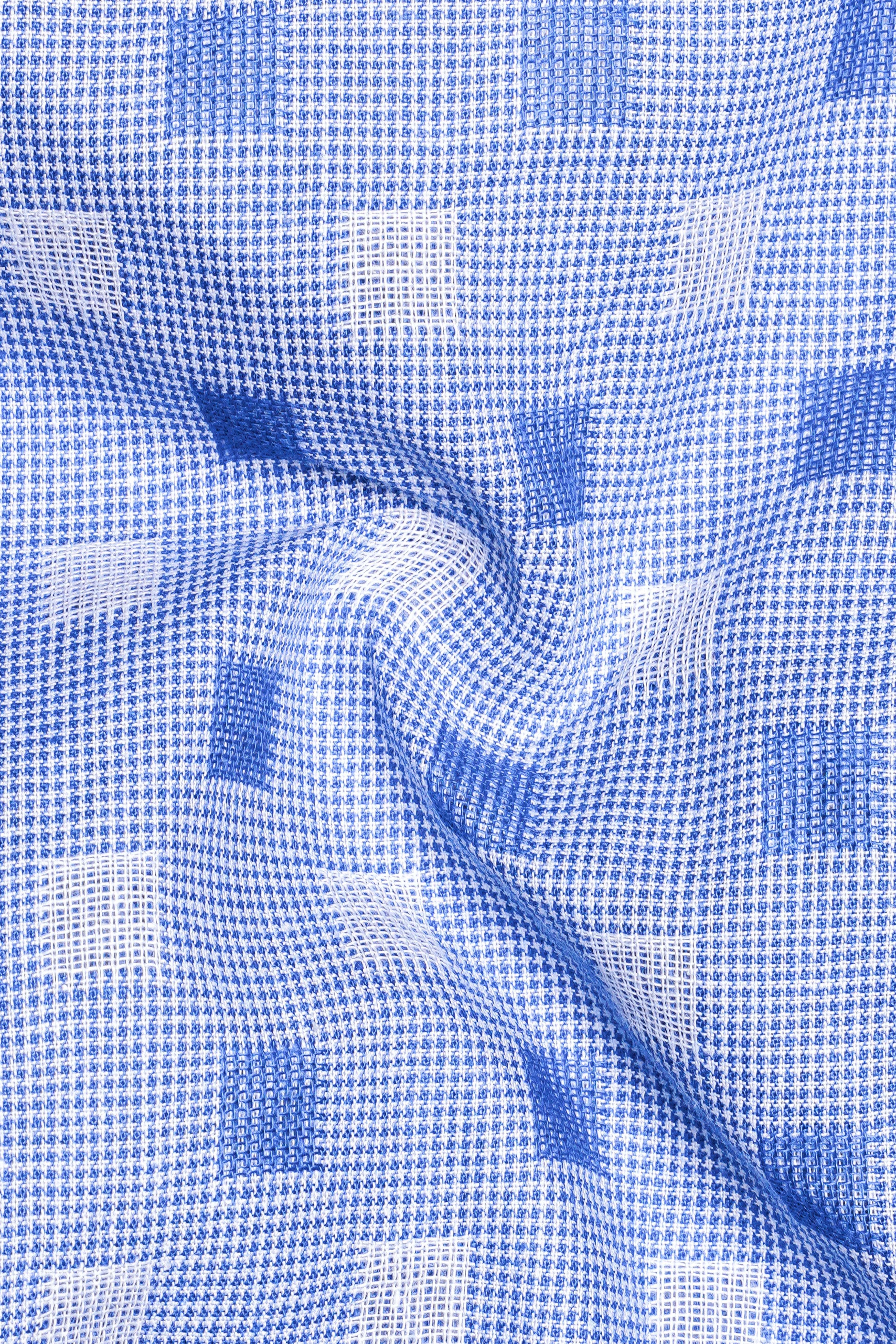 Glaucous Blue and Black Dobby Textured Premium Giza Cotton Designer Shirt