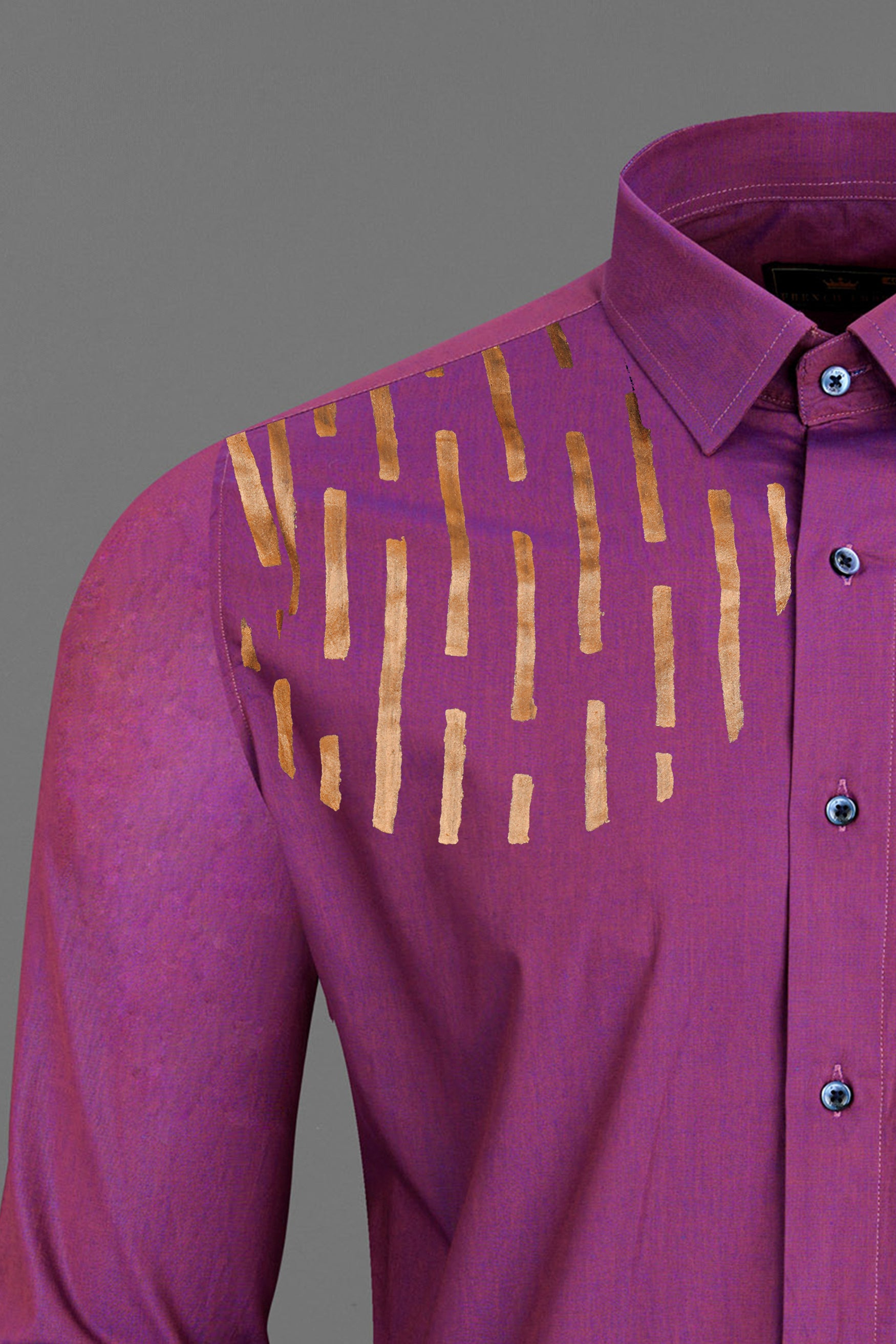 Byzantium Purple Hand Painted Chambray Textured Two-Tone Premium Cotton Shirt