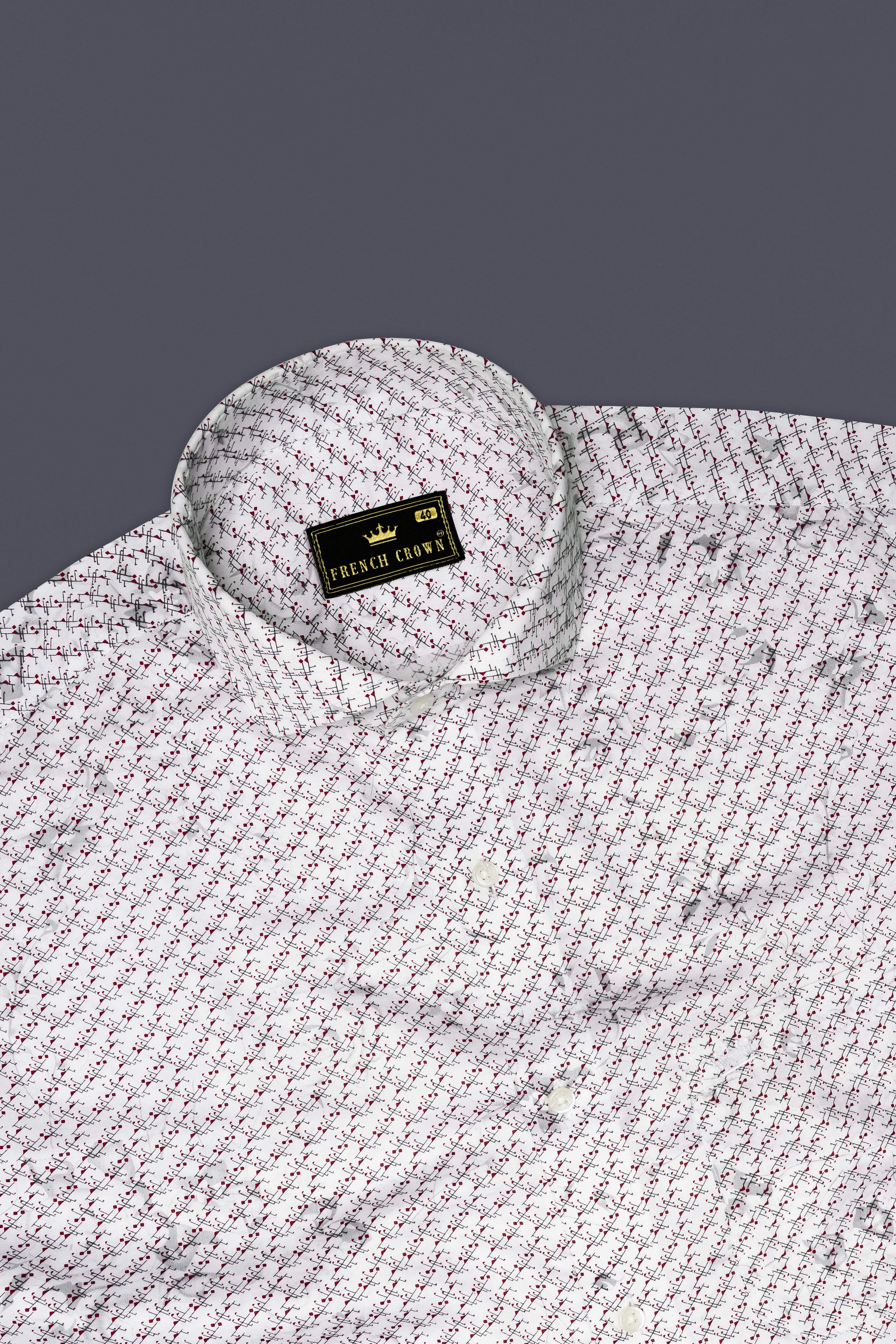 Bright White Printed Super Soft Premium Cotton Shirt