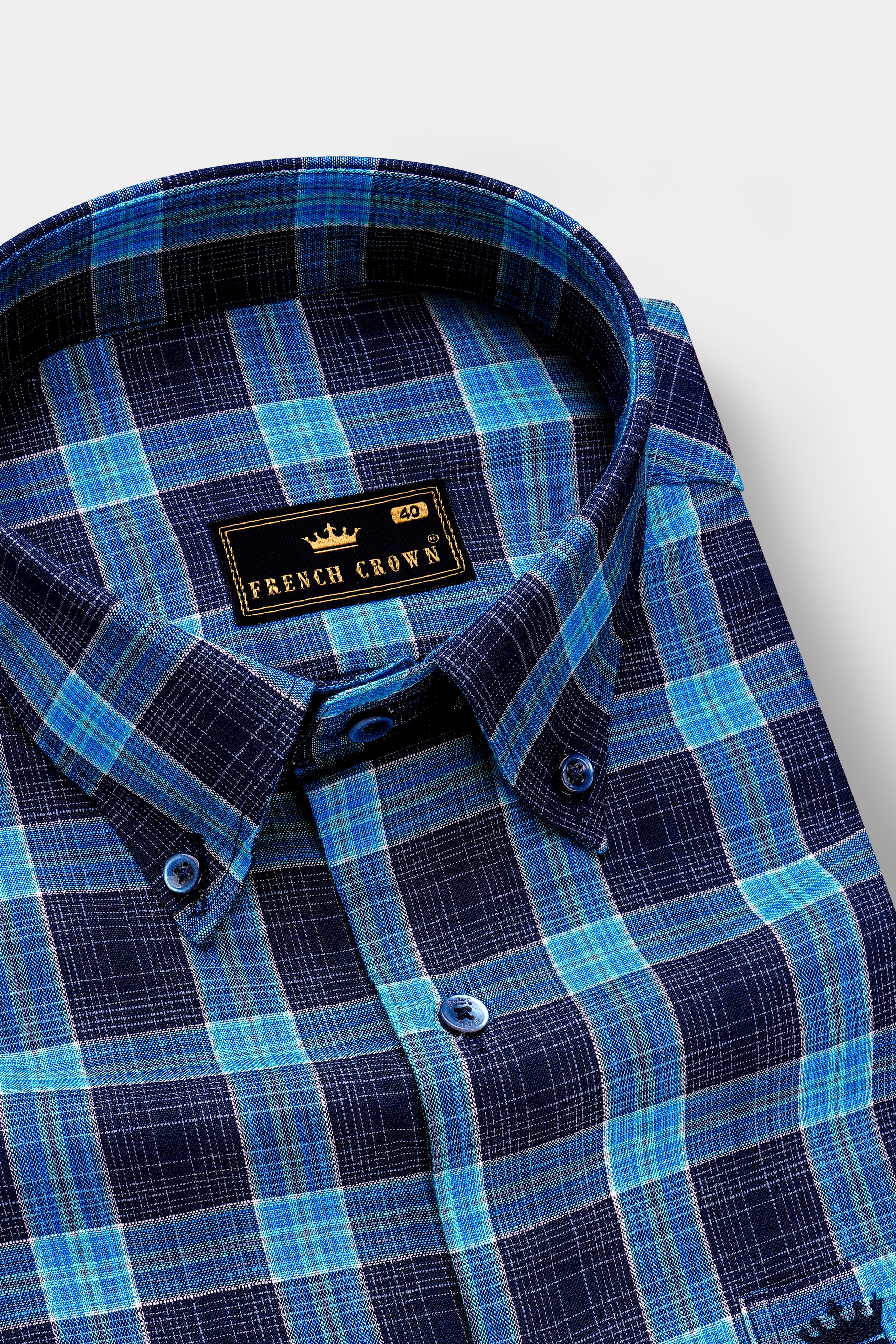 Firefly Blue Formal Textured Premium Cotton Shirt For Men