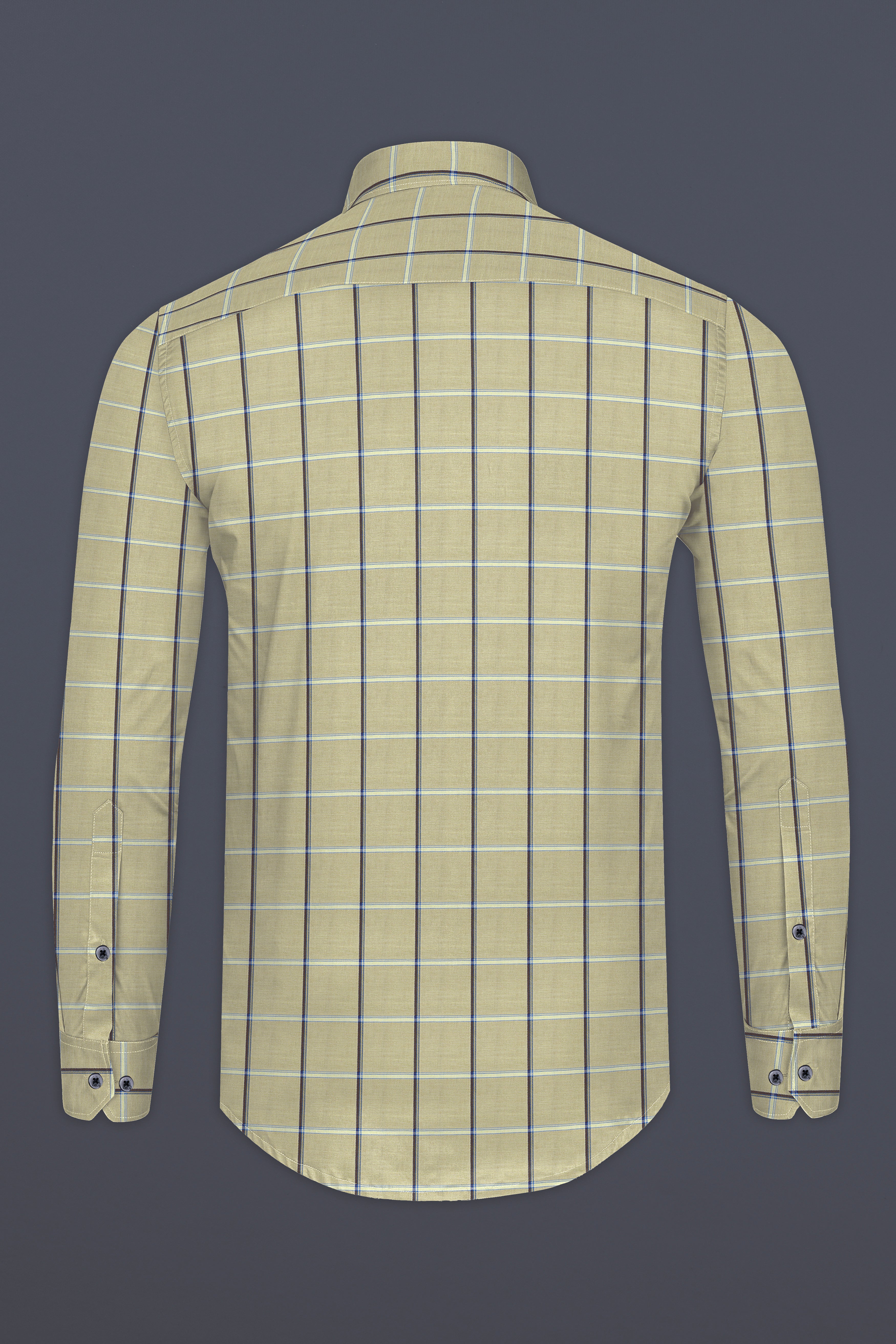 Pavlova Beige Windowpane Twill Textured Premium Cotton Shirt