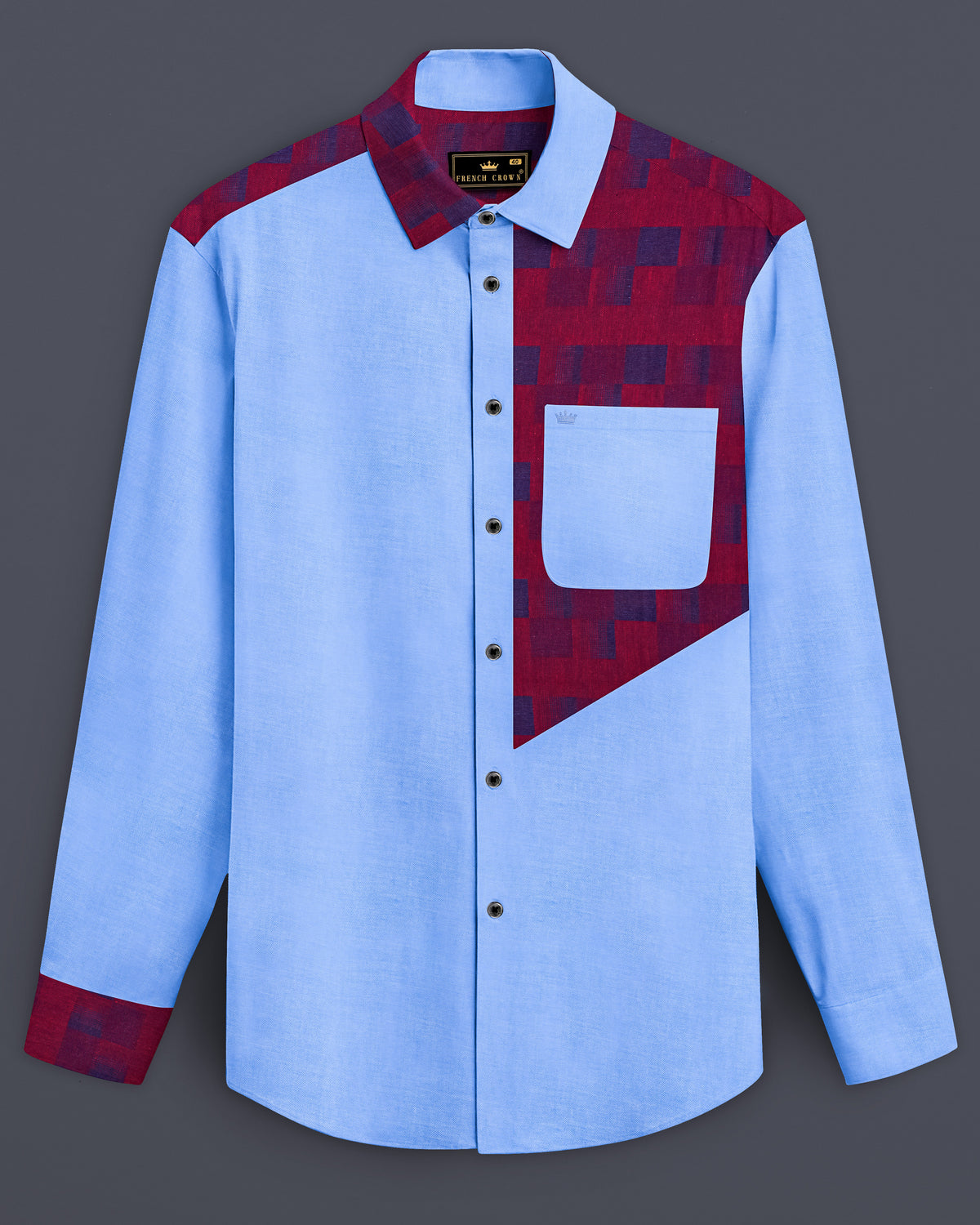 Casper Blue Casual Textured Premium Cotton Jacquard Shirt For Men ...