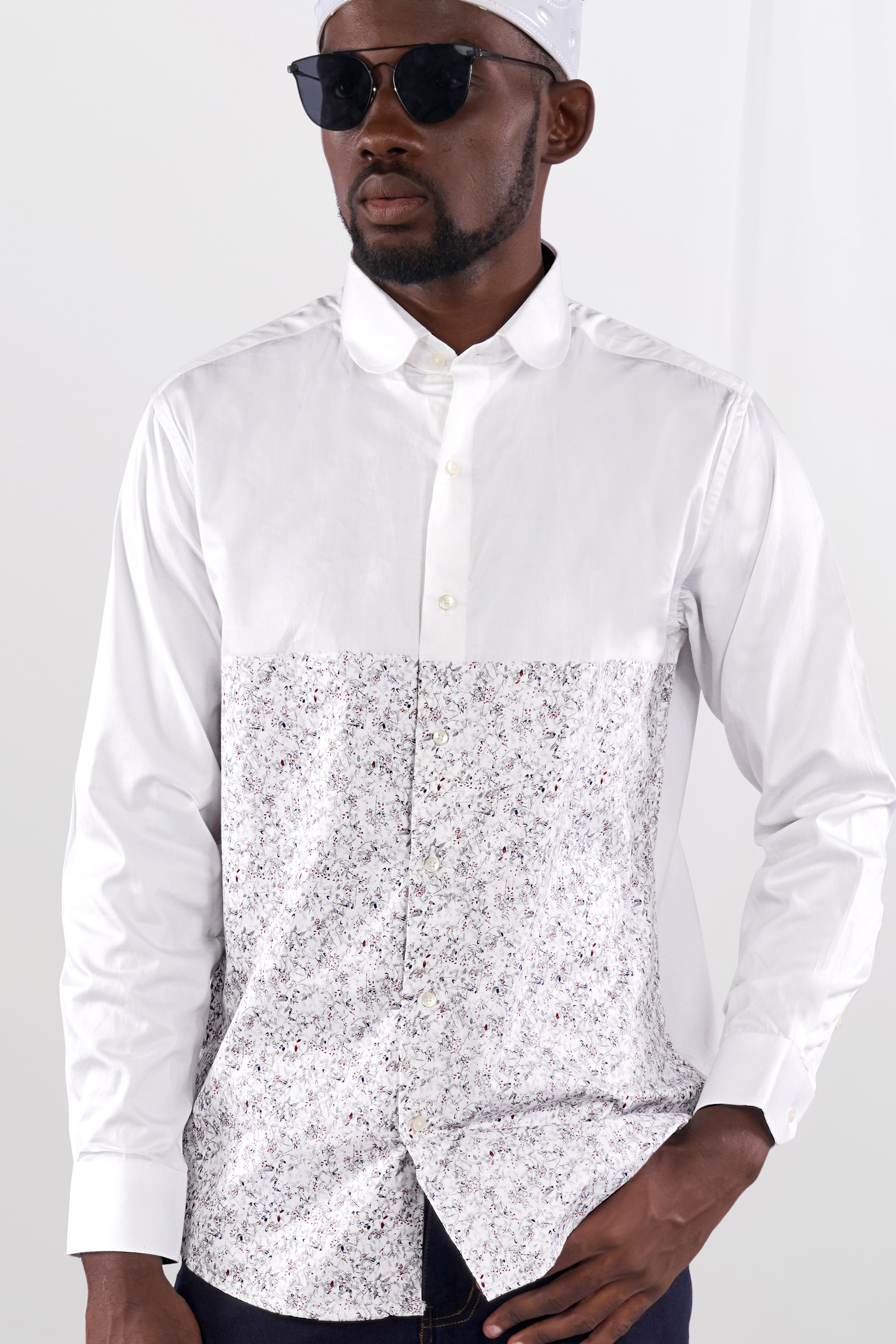 Bright White and Printed Super Soft Premium Cotton Designer Shirt