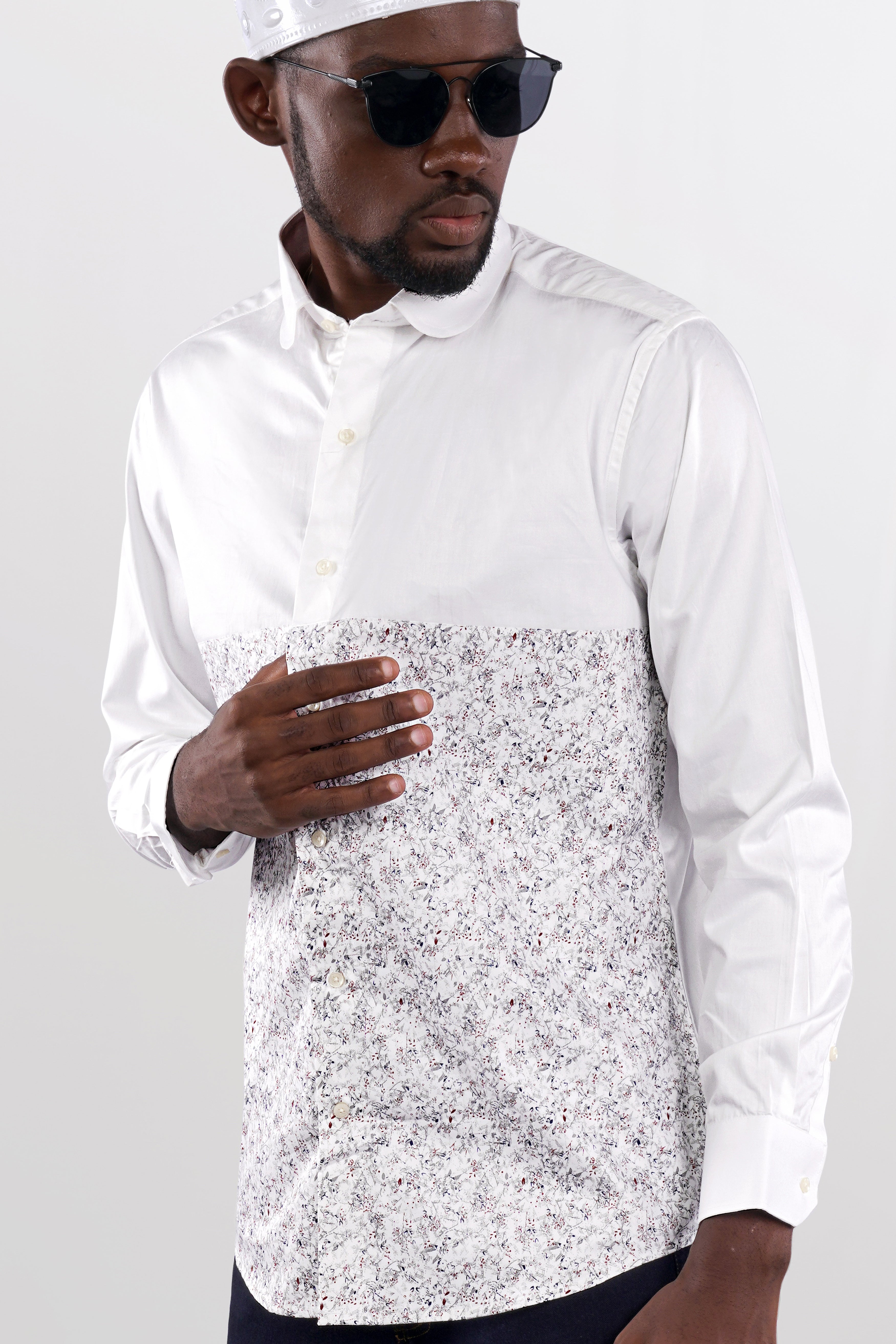 Bright White and Printed Super Soft Premium Cotton Designer Shirt