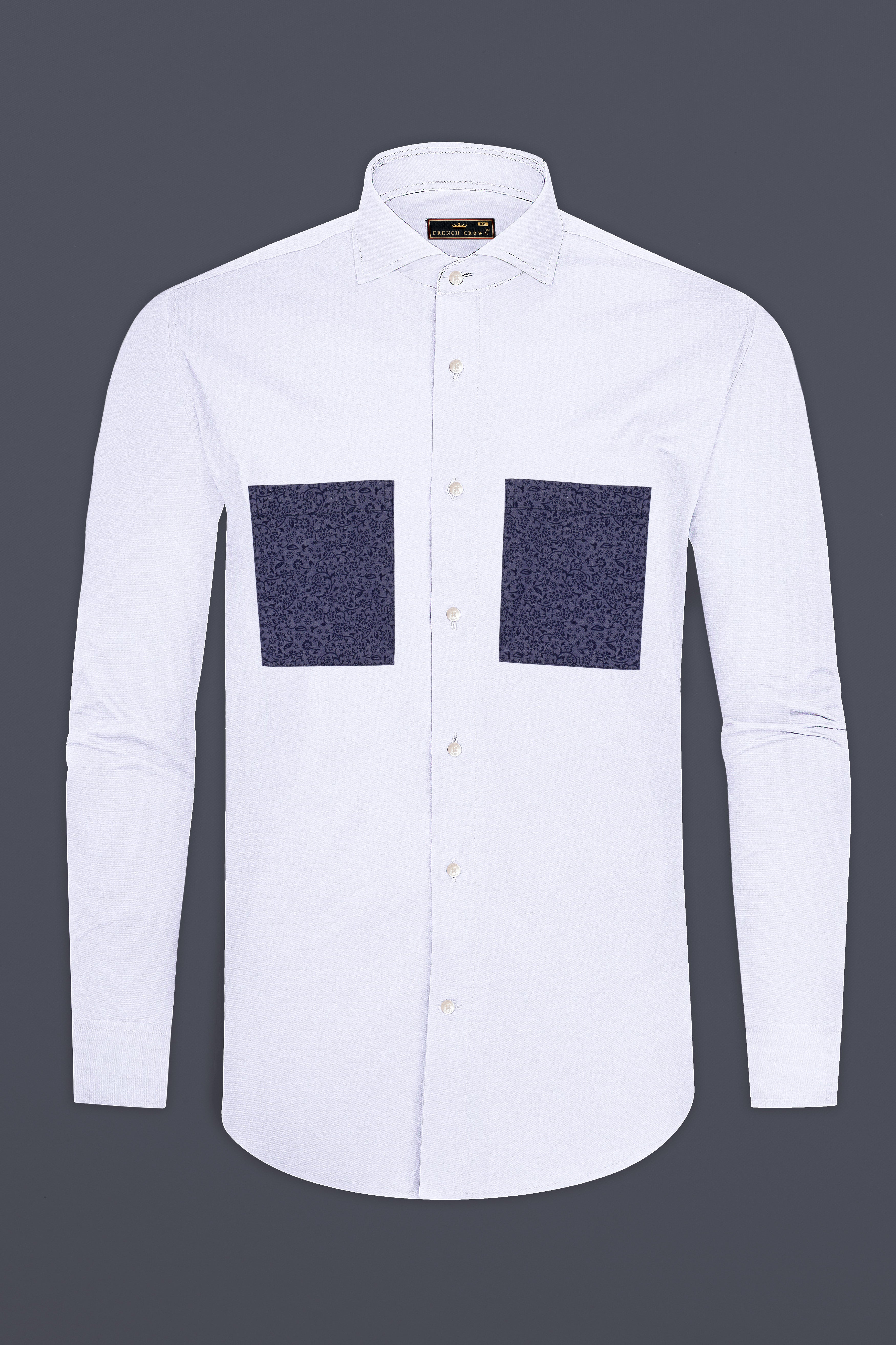 Bright White Dobby Textured Premium Giza Cotton Designer Shirt