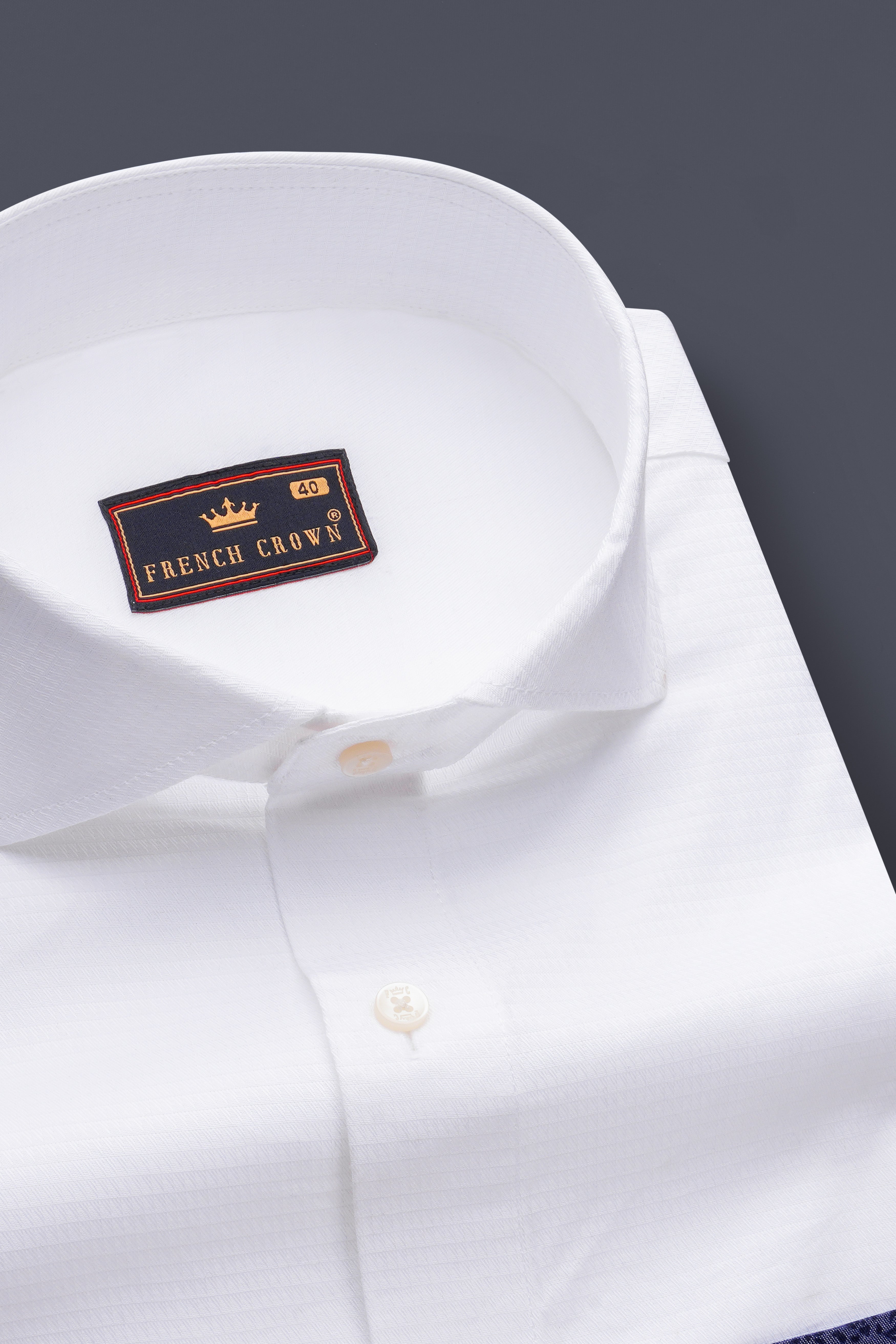 Bright White Dobby Textured Premium Giza Cotton Designer Shirt