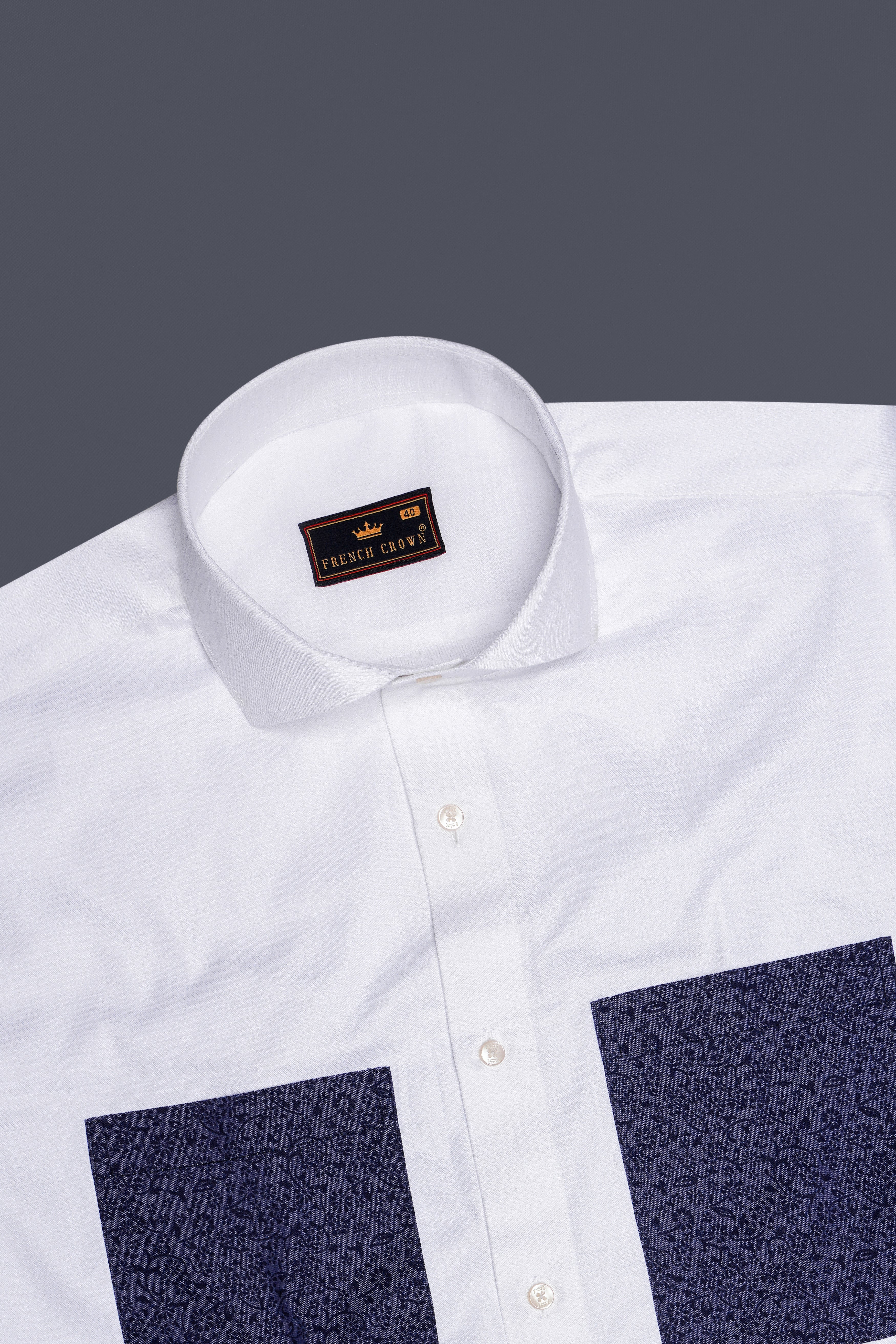 Bright White Dobby Textured Premium Giza Cotton Designer Shirt
