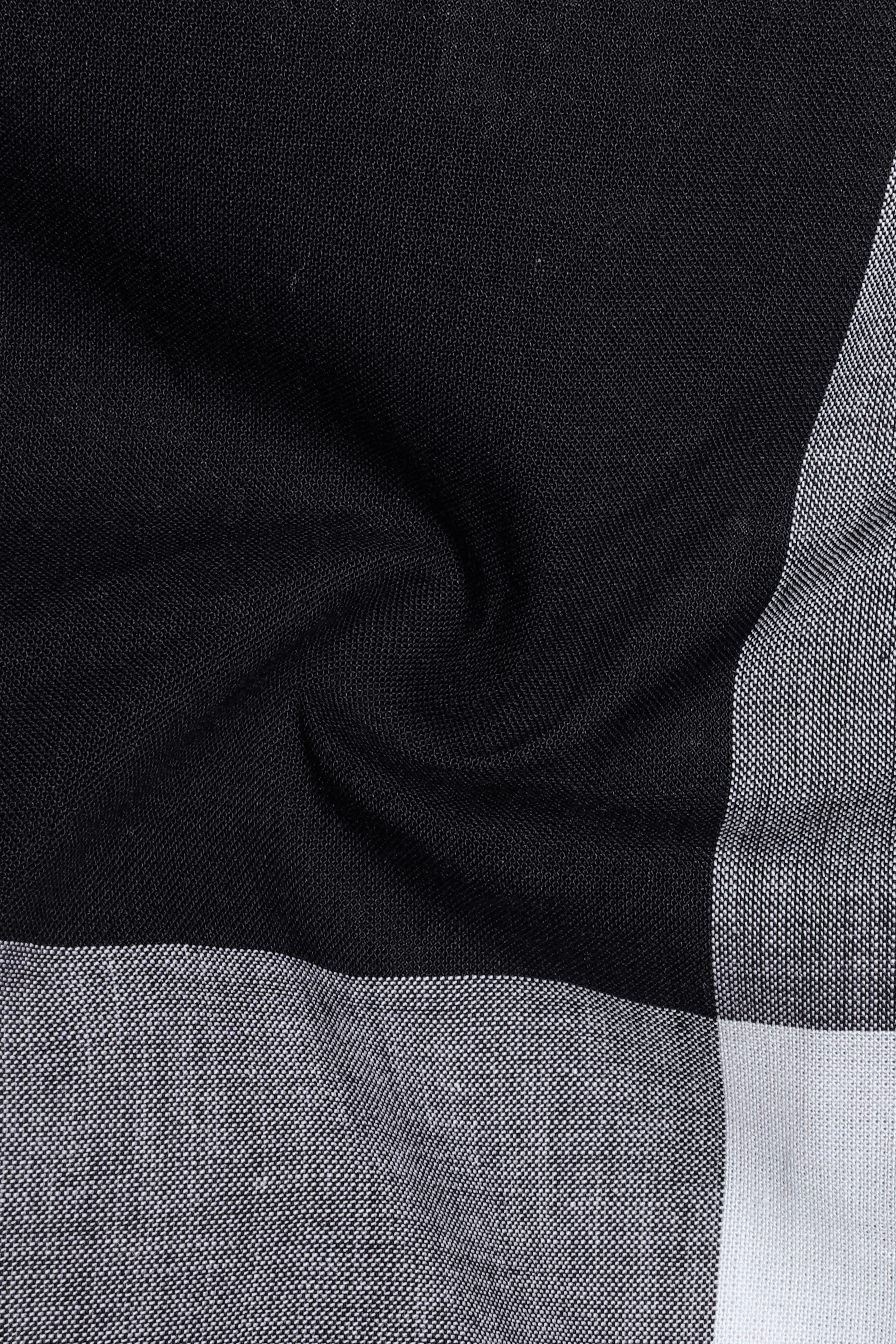 Bright White and Black Plaid Premium Cotton Shirt