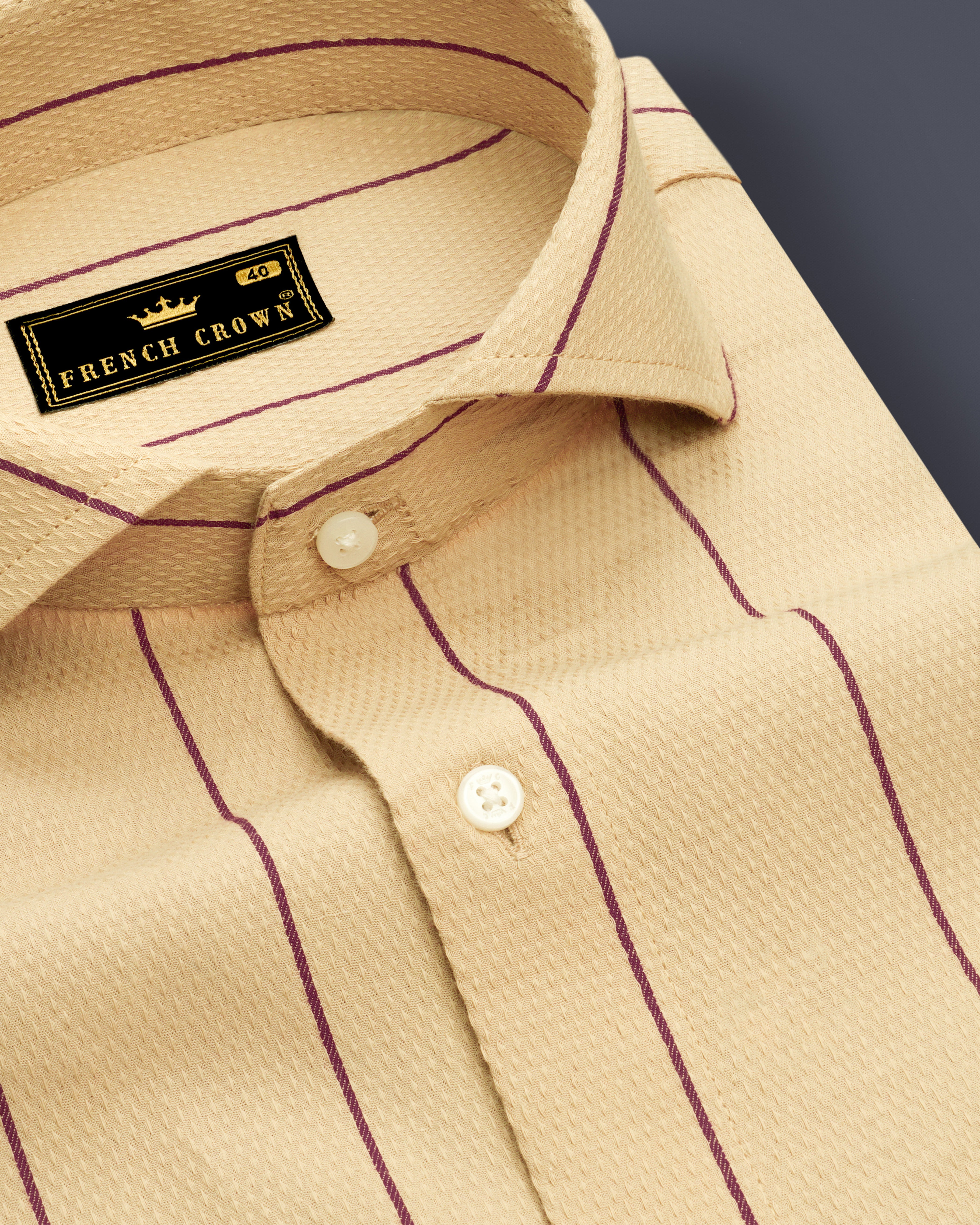 Mongoose Brown And Wine Striped Dobby Textured Premium Giza Cotton Shirt