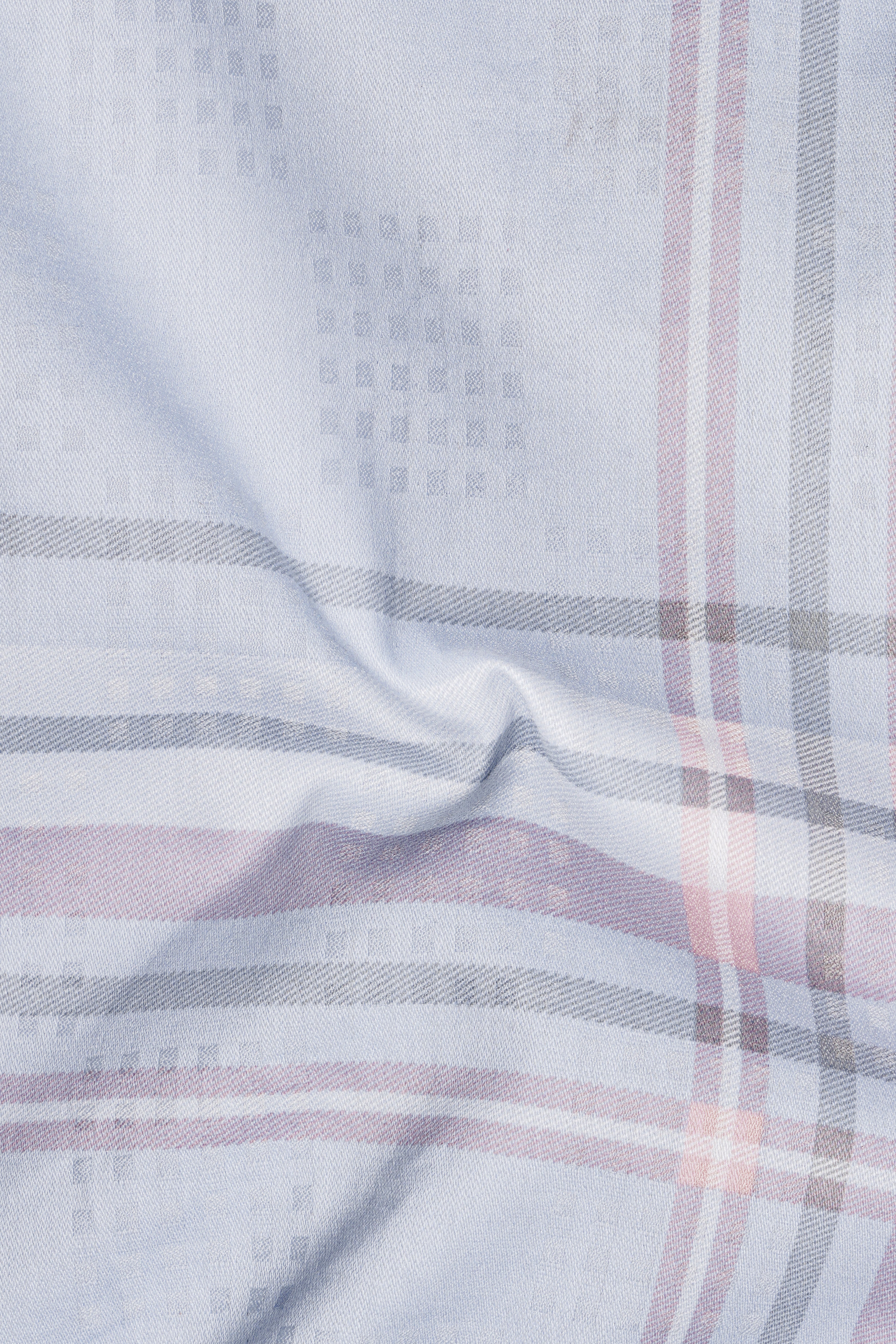 Geyser Gray Plaid Dobby Textured Premium Giza Cotton Shirt
