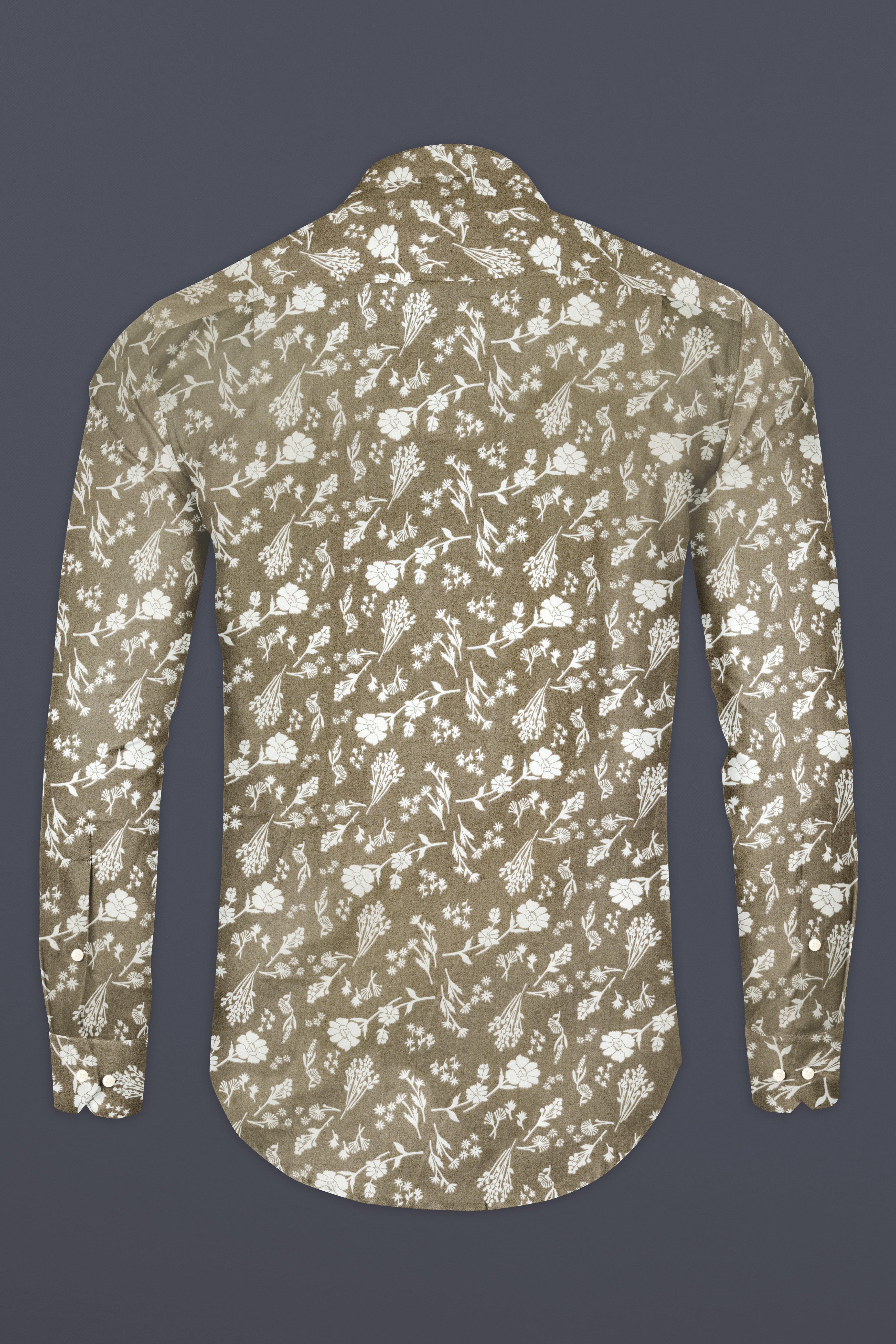 Sandrift Beige Floral Printed Premium Cotton Shirt