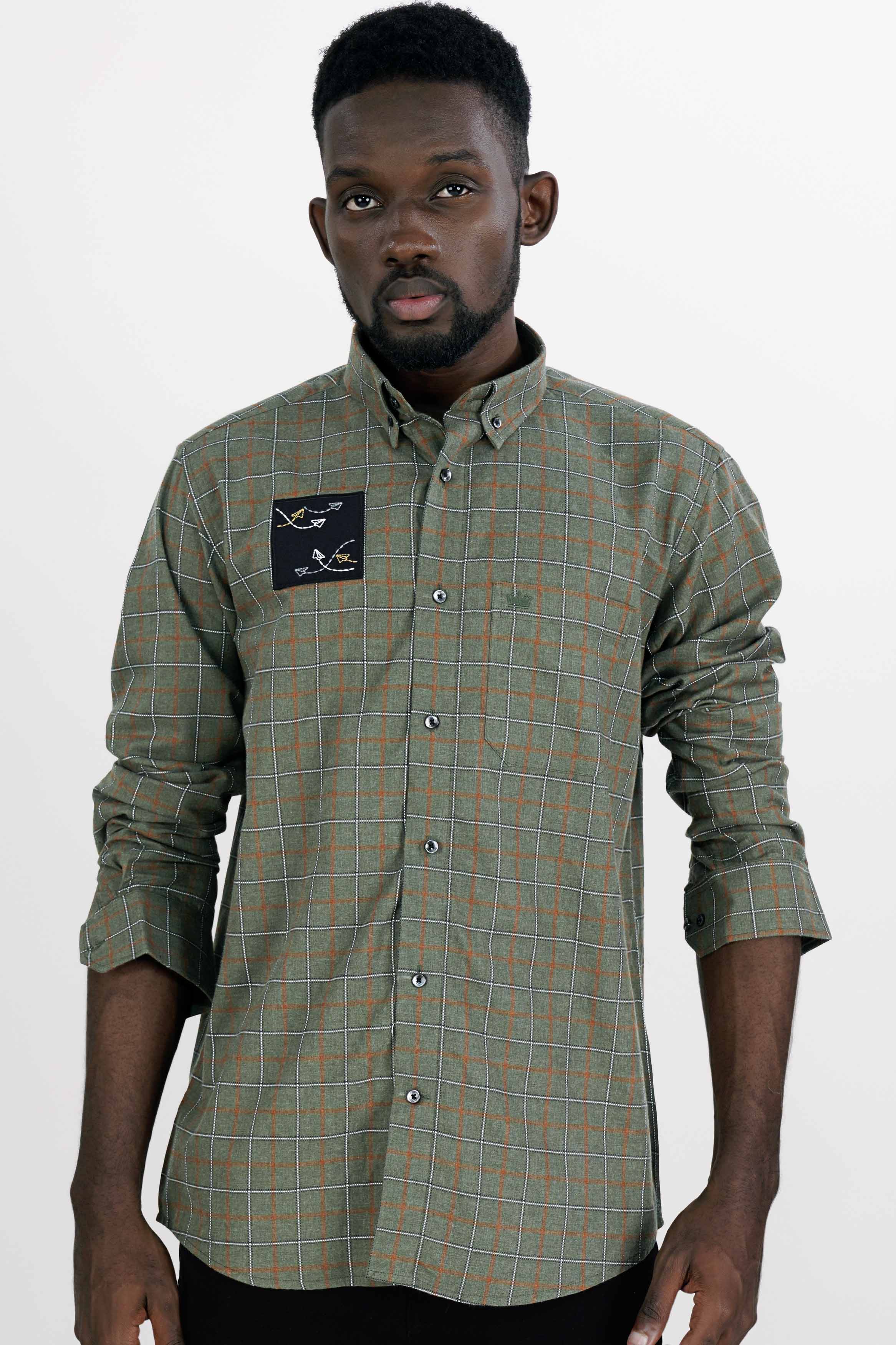 Stonewall Green and Brownish Checkered with Funky Patchwork Dobby Textured Premium Giza Cotton Designer Shirt 7840-BD-BLK-E164-38, 7840-BD-BLK-E164-H-38, 7840-BD-BLK-E164-39, 7840-BD-BLK-E164-H-39, 7840-BD-BLK-E164-40, 7840-BD-BLK-E164-H-40, 7840-BD-BLK-E164-42, 7840-BD-BLK-E164-H-42, 7840-BD-BLK-E164-44, 7840-BD-BLK-E164-H-44, 7840-BD-BLK-E164-46, 7840-BD-BLK-E164-H-46, 7840-BD-BLK-E164-48, 7840-BD-BLK-E164-H-48, 7840-BD-BLK-E164-50, 7840-BD-BLK-E164-H-50, 7840-BD-BLK-E164-52, 7840-BD-BLK-E164-H-52