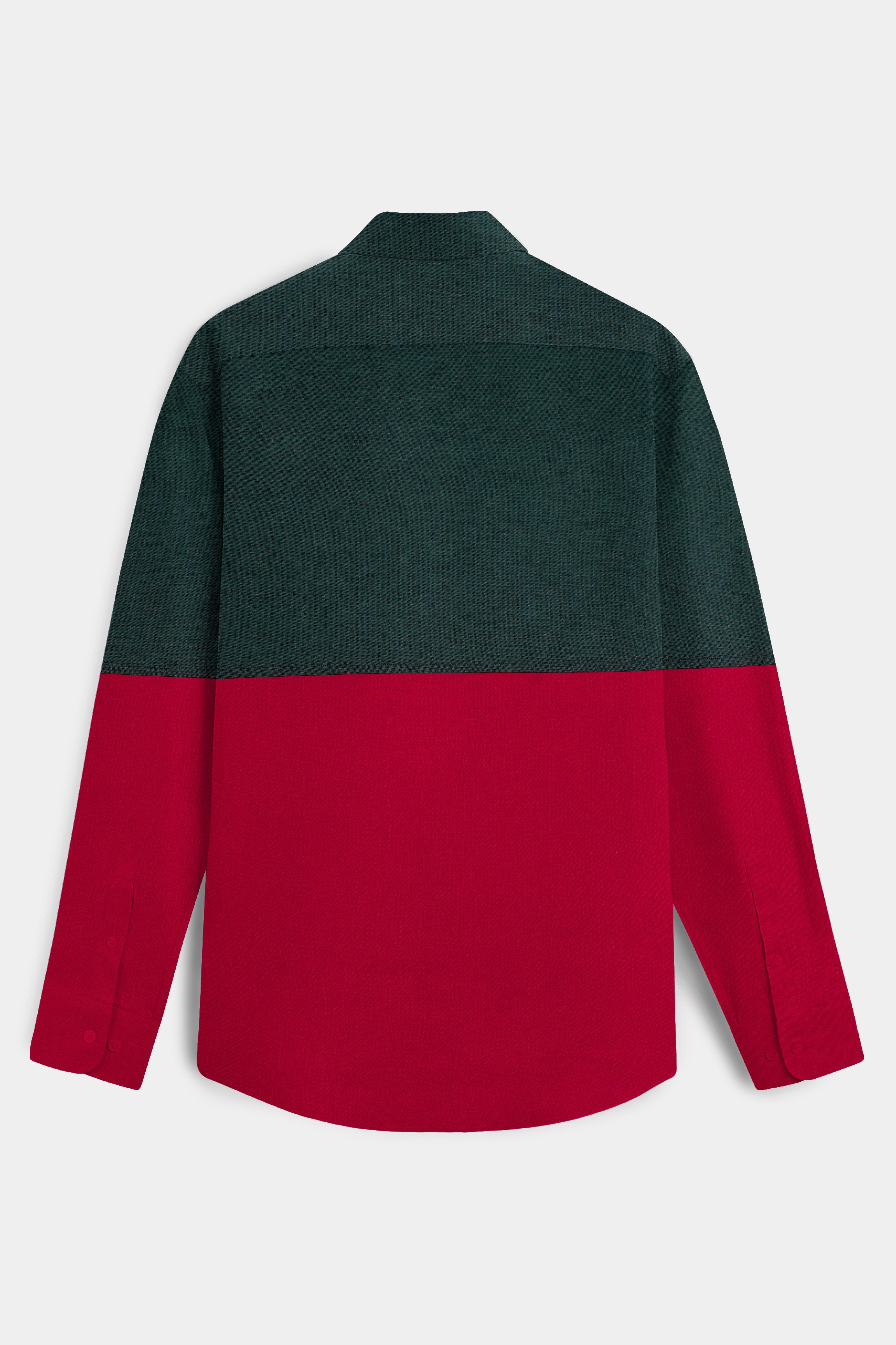 Everglade Green and Cardinal Red Luxurious Linen Designer Shirt