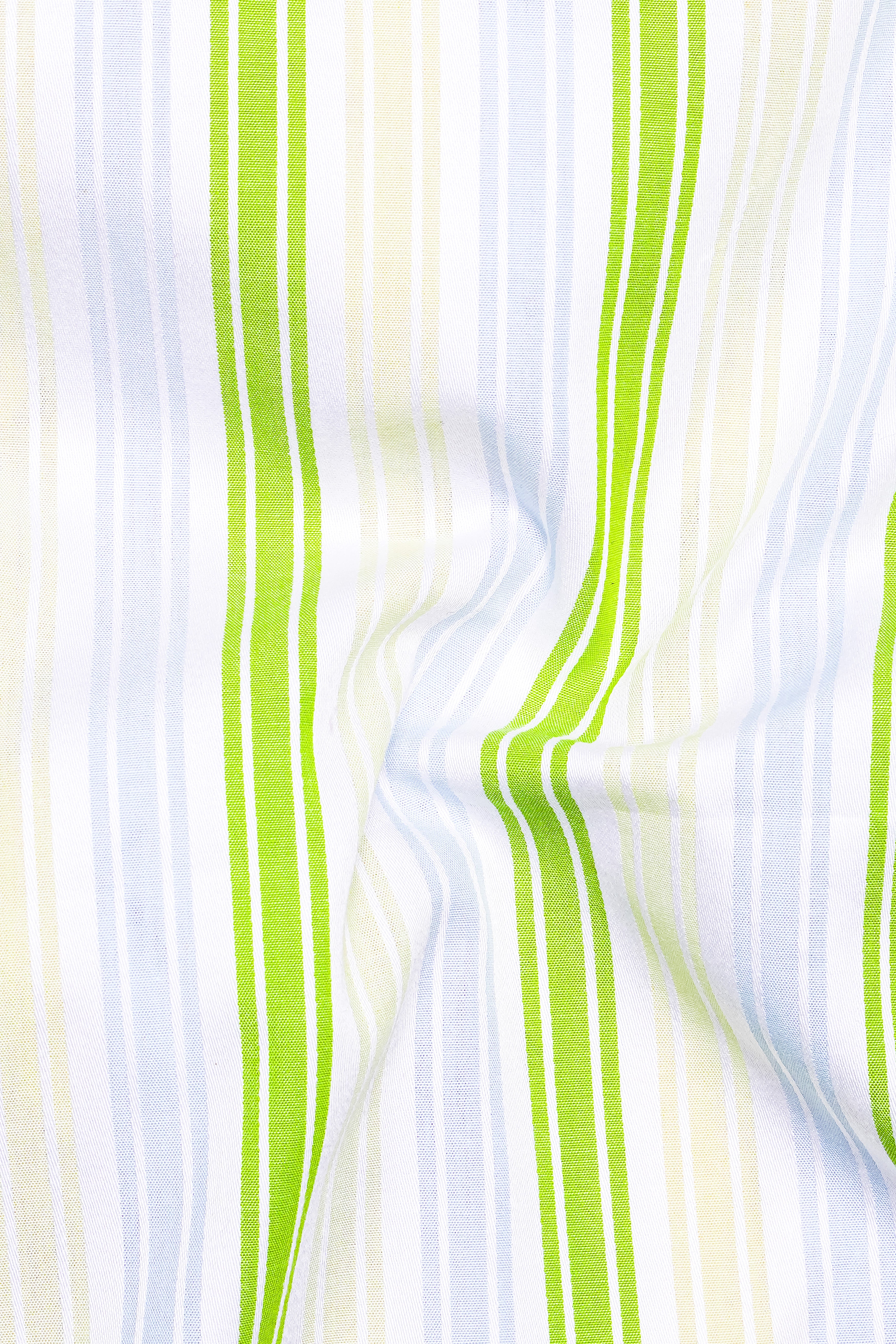 Conifer Green and Bright White Striped Dobby Textured Premium Giza Cotton Kurta Shirt