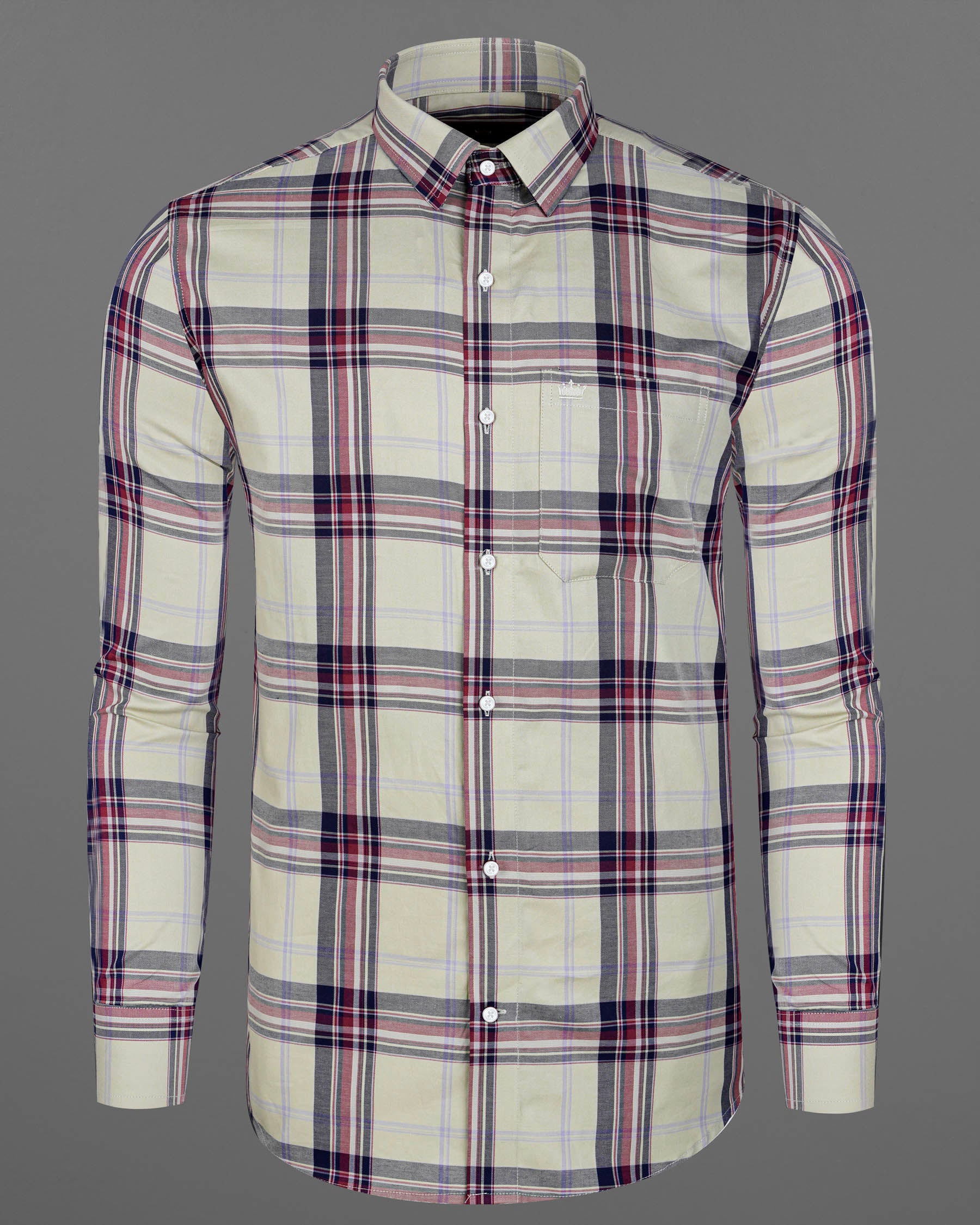 Ash Green Plaid Twill Premium Cotton Shirt