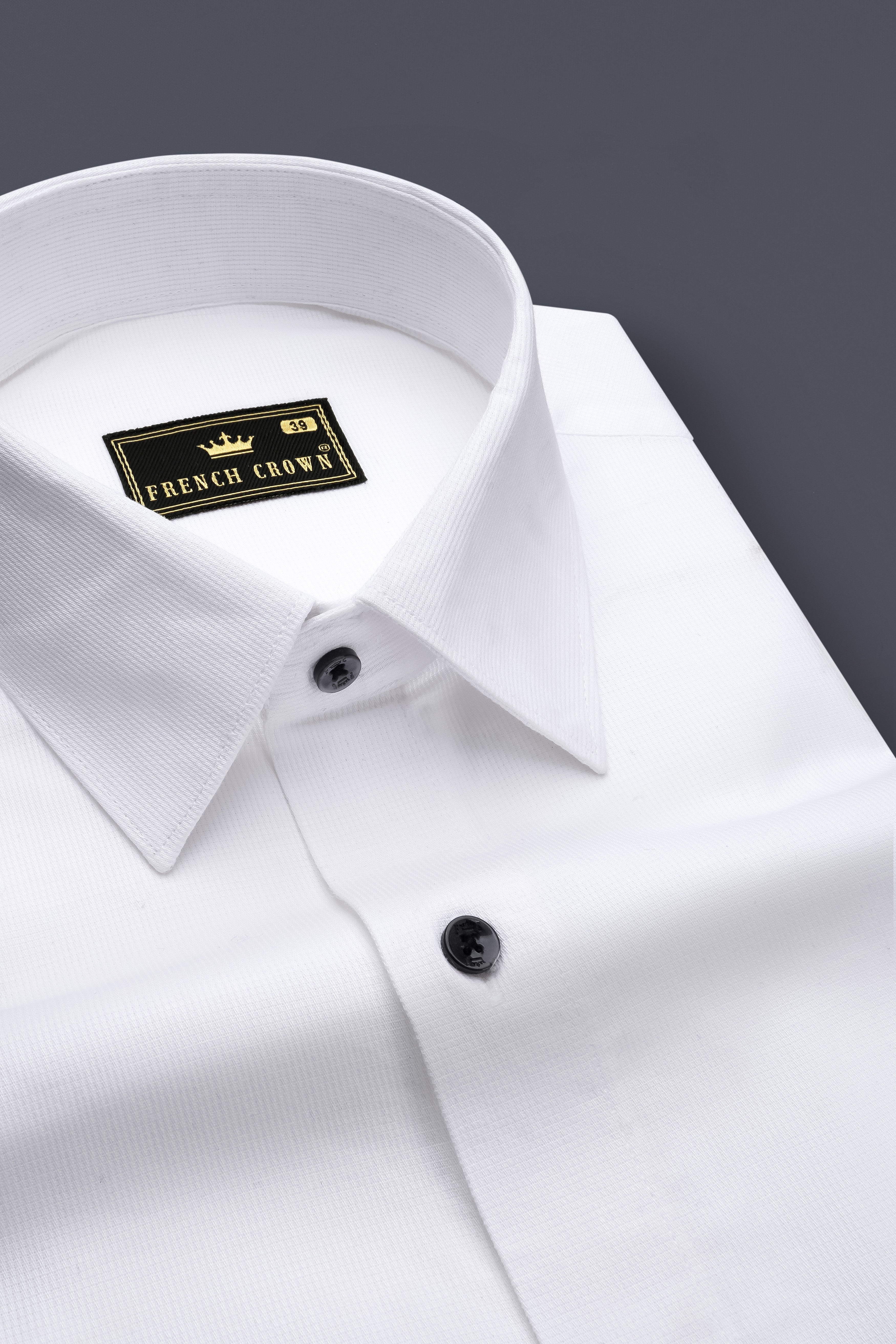 Bright White Dobby Textured Premium Giza Cotton Shirt