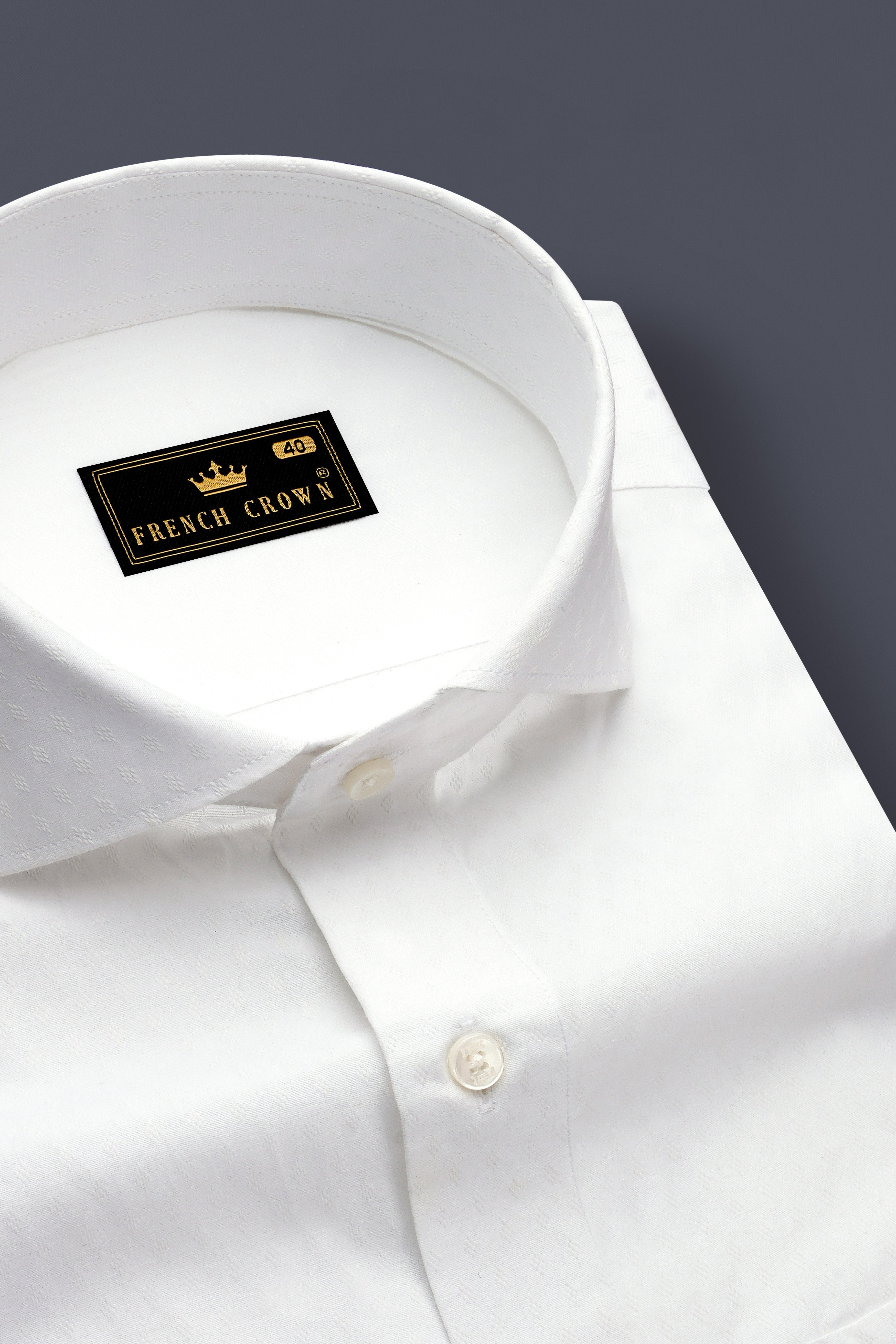 Bright White Dobby Textured Premium Giza Cotton Shirt