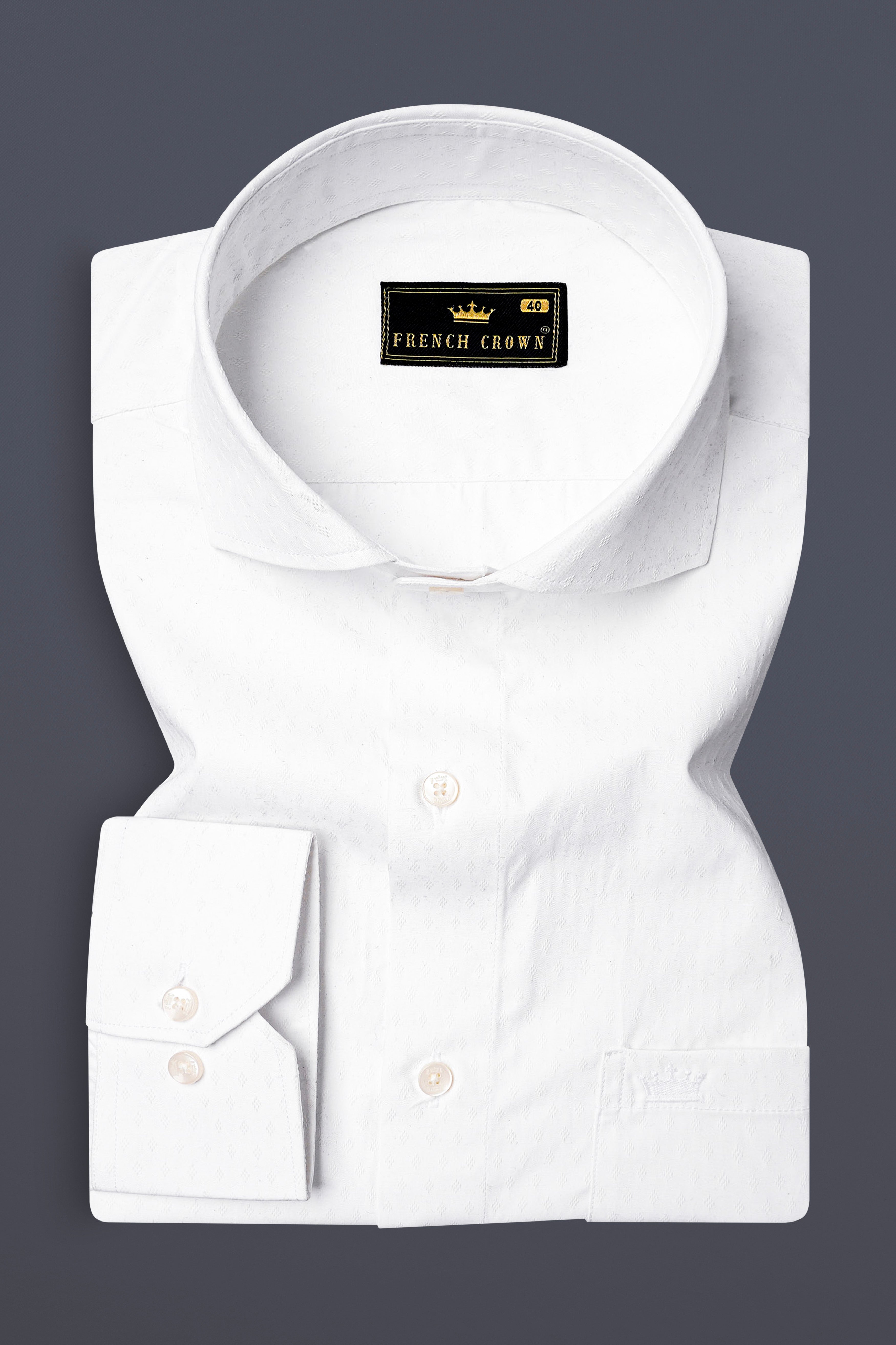 Bright White Dobby Textured Premium Giza Cotton Shirt