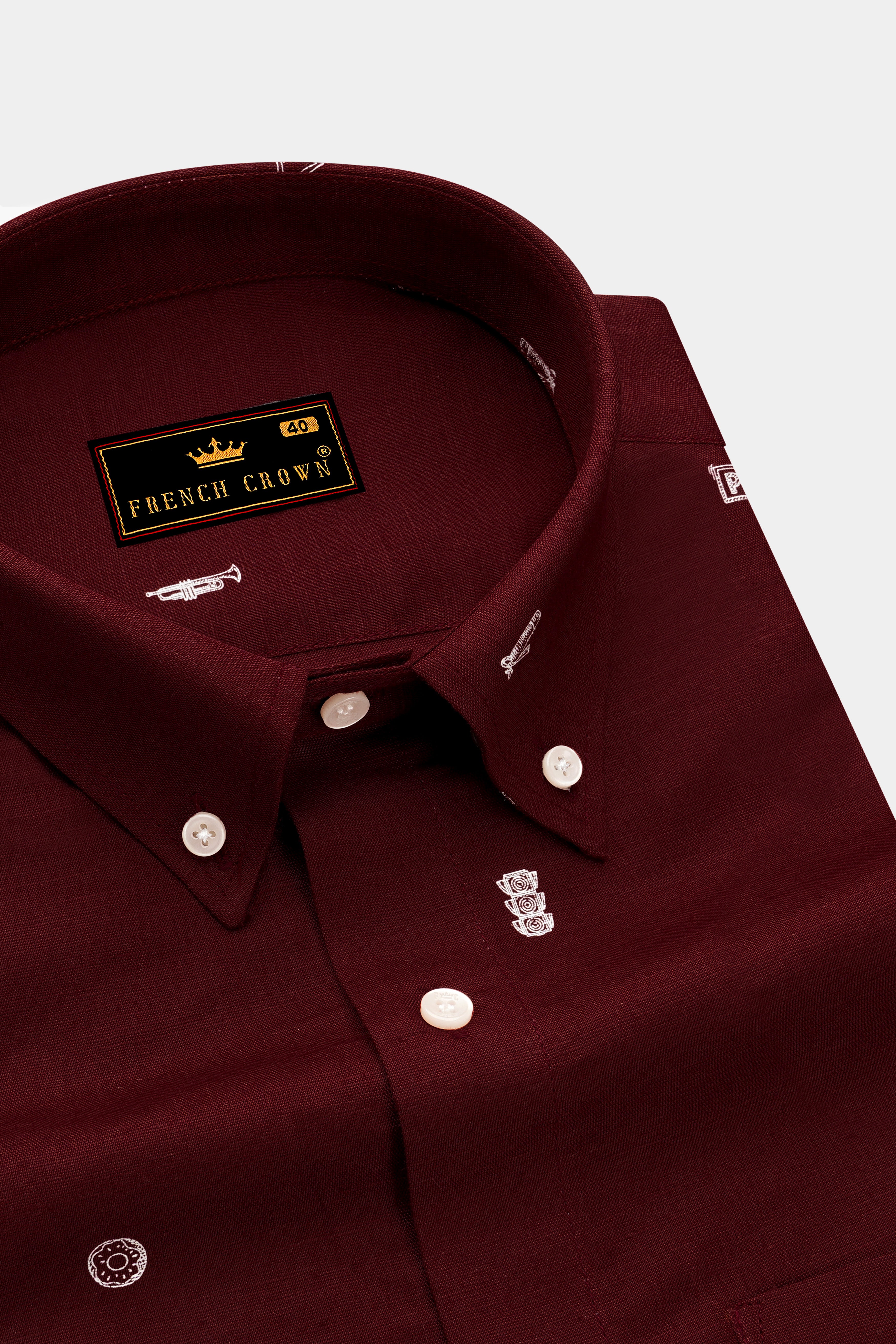 Espresso Red Print Luxurious Linen Shirt