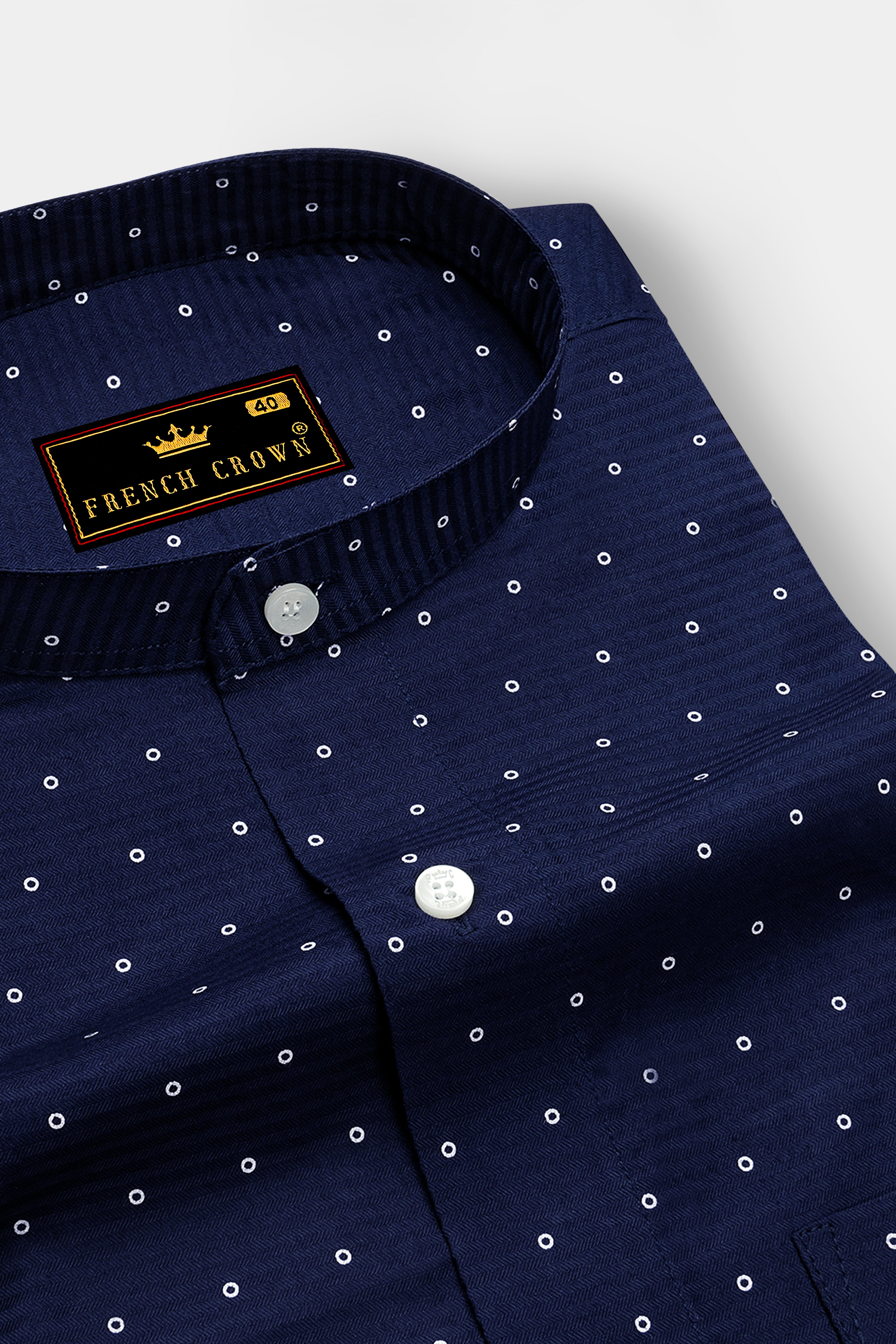 Tangaroa Blue Dobby Textured Premium Giza Cotton Shirt