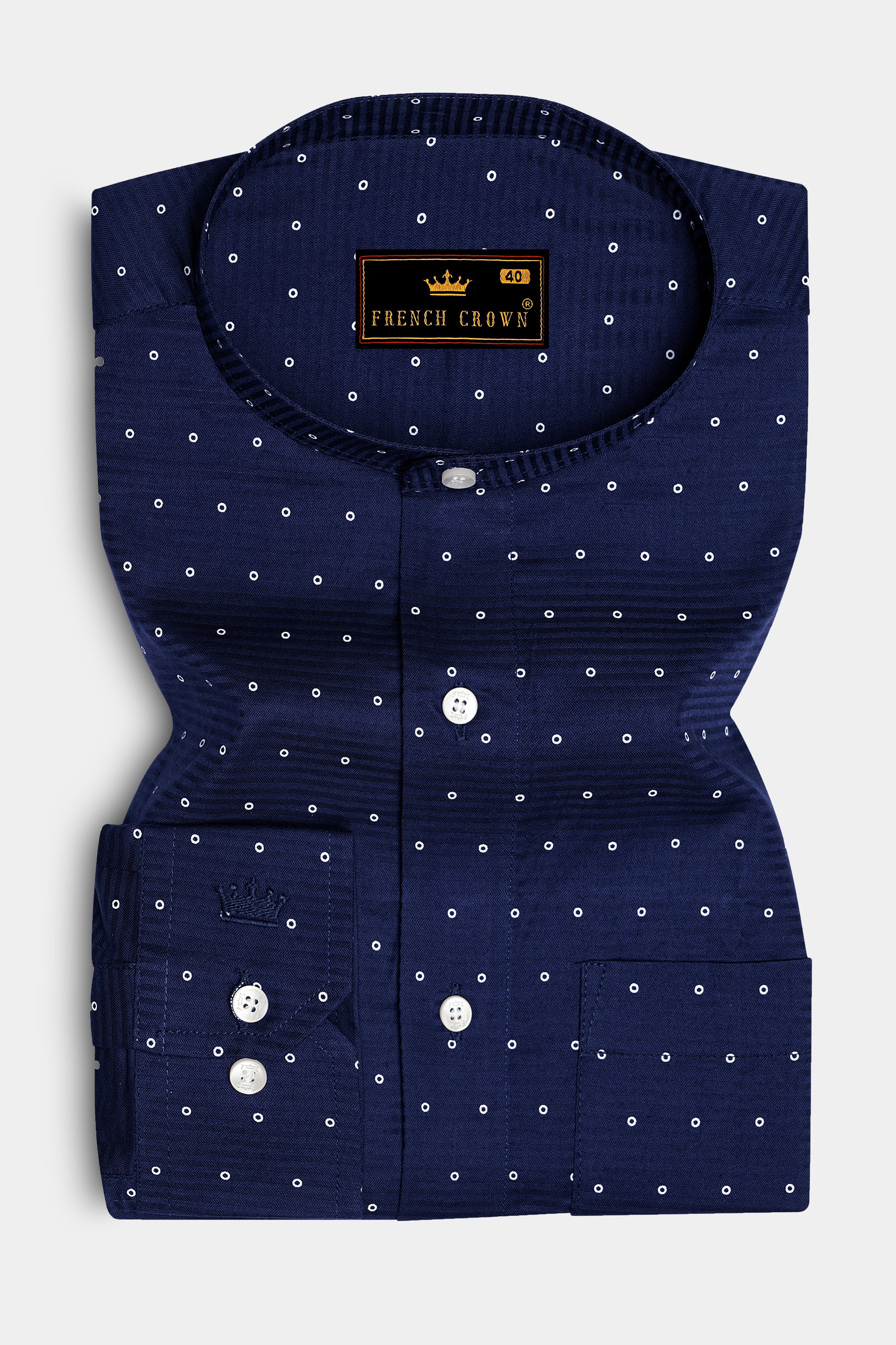 Tangaroa Blue Dobby Textured Premium Giza Cotton Shirt