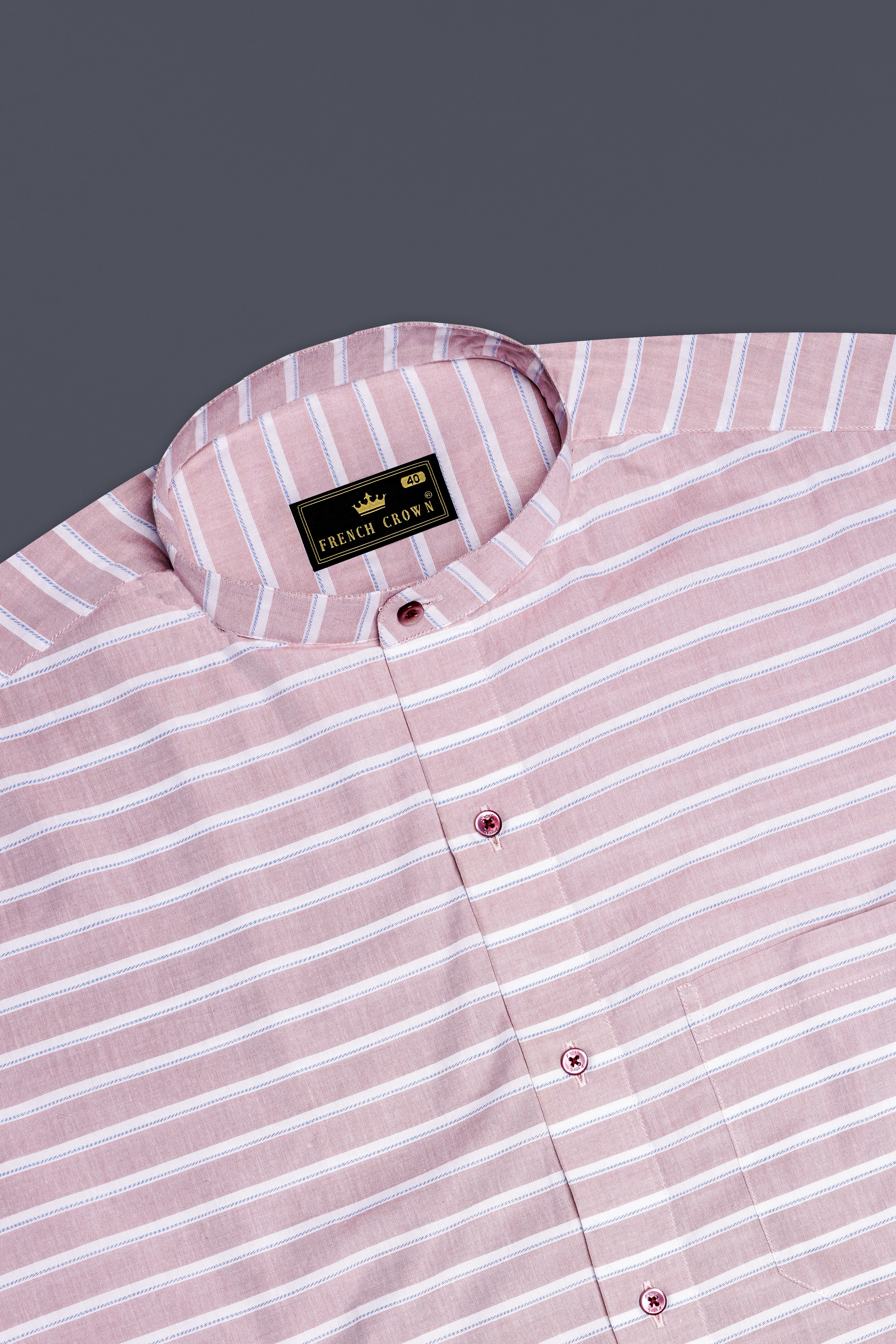 Twilight Pink With White Striped Dobby Textured  Premium Giza Cotton Shirt