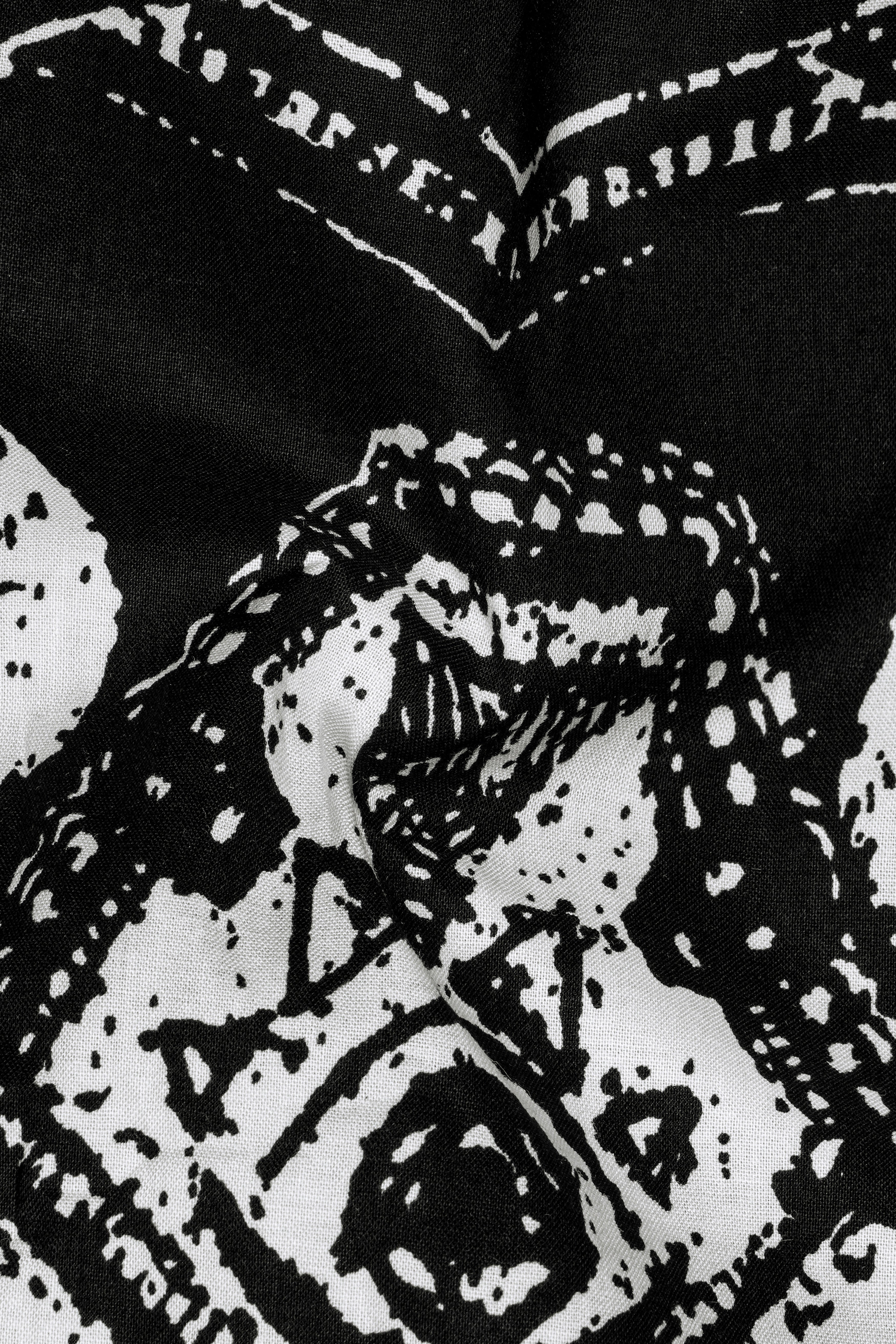 Jade Black and White Tribal Printed Premium Cotton Shirt