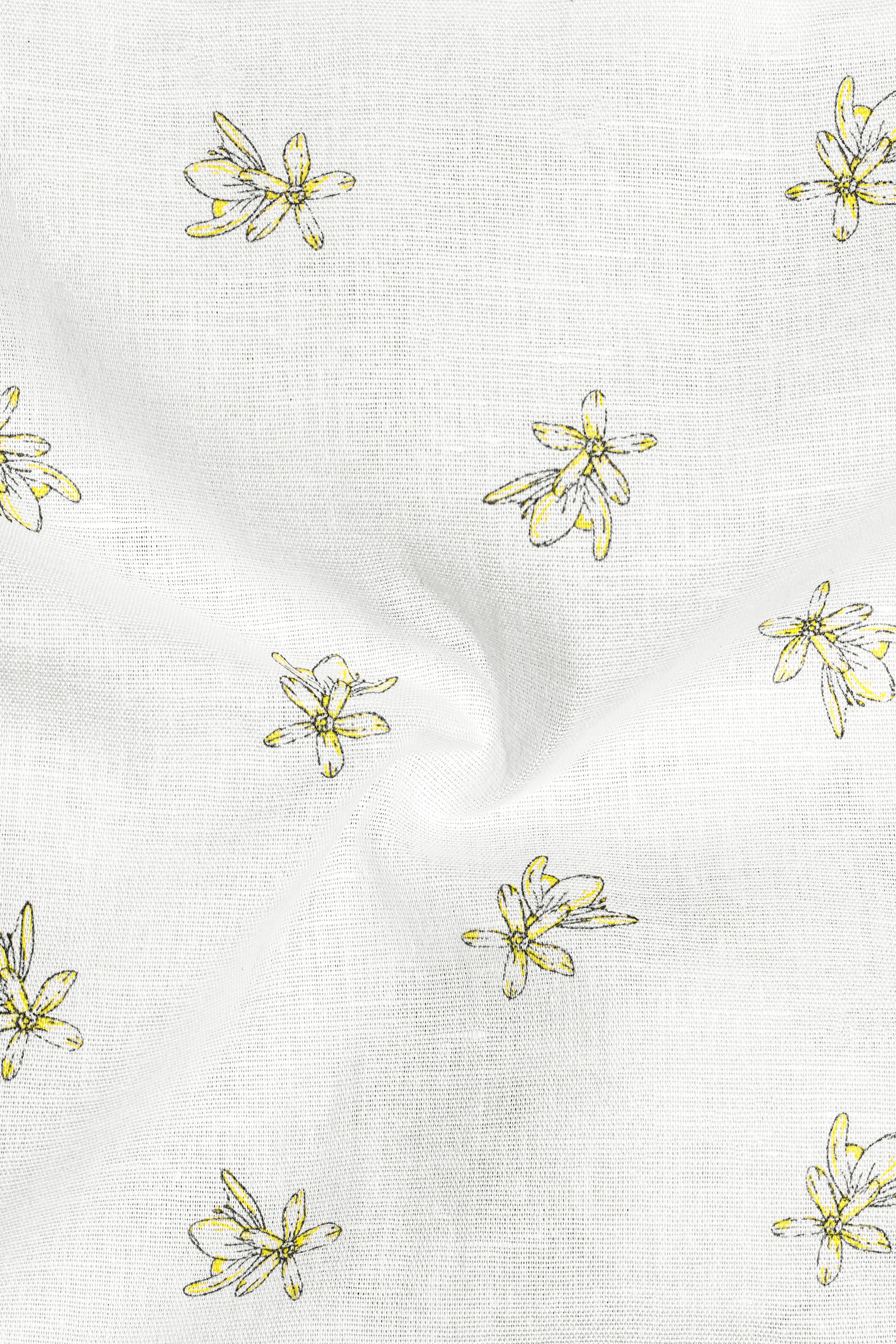 Off White Ditzy Floral Printed Luxurious Linen Kurta Shirt