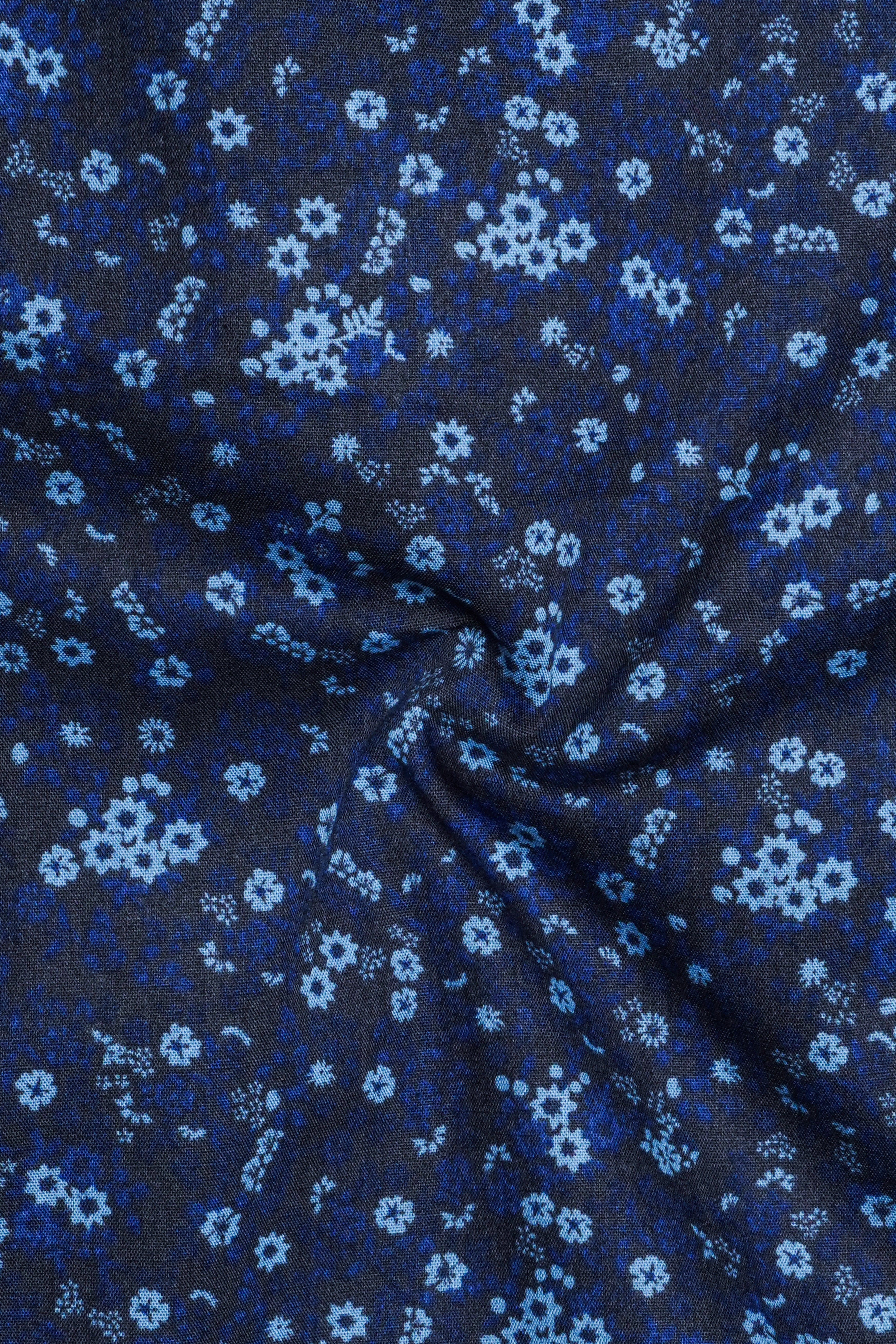 Blue Ditzy Floral Printed Premium Cotton Shirt