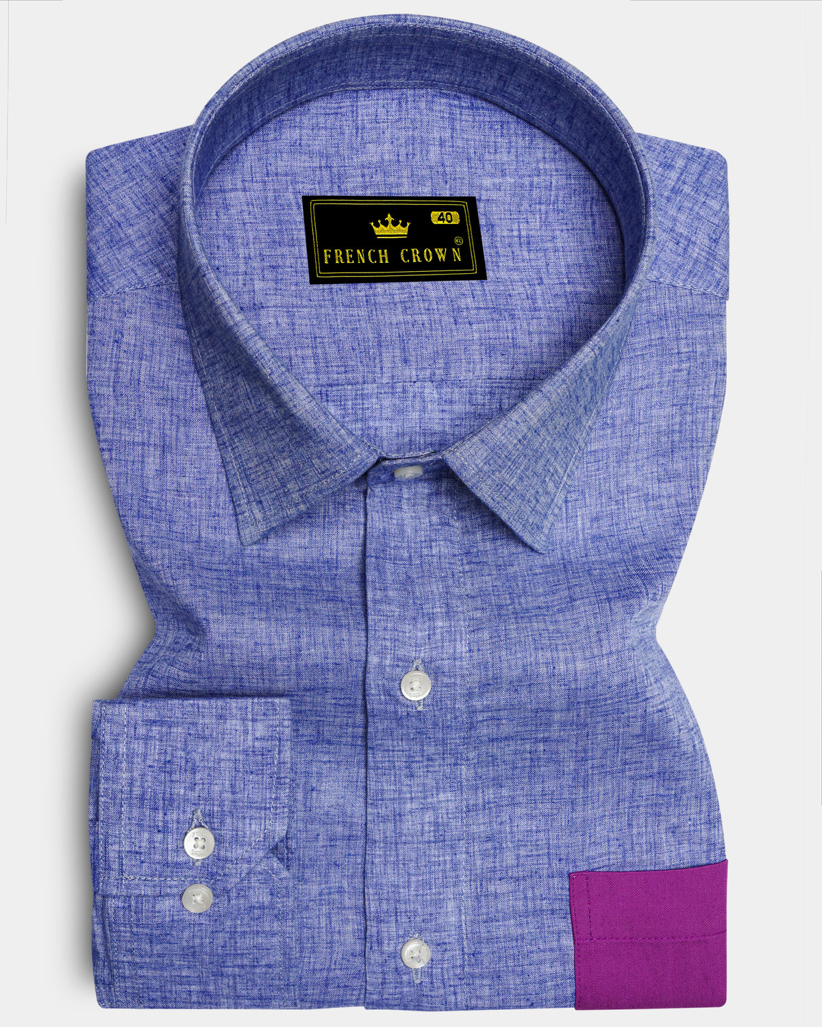 Chetwode Blue With Purple Casual Plain-Solid Premium Cotton Shirt For ...