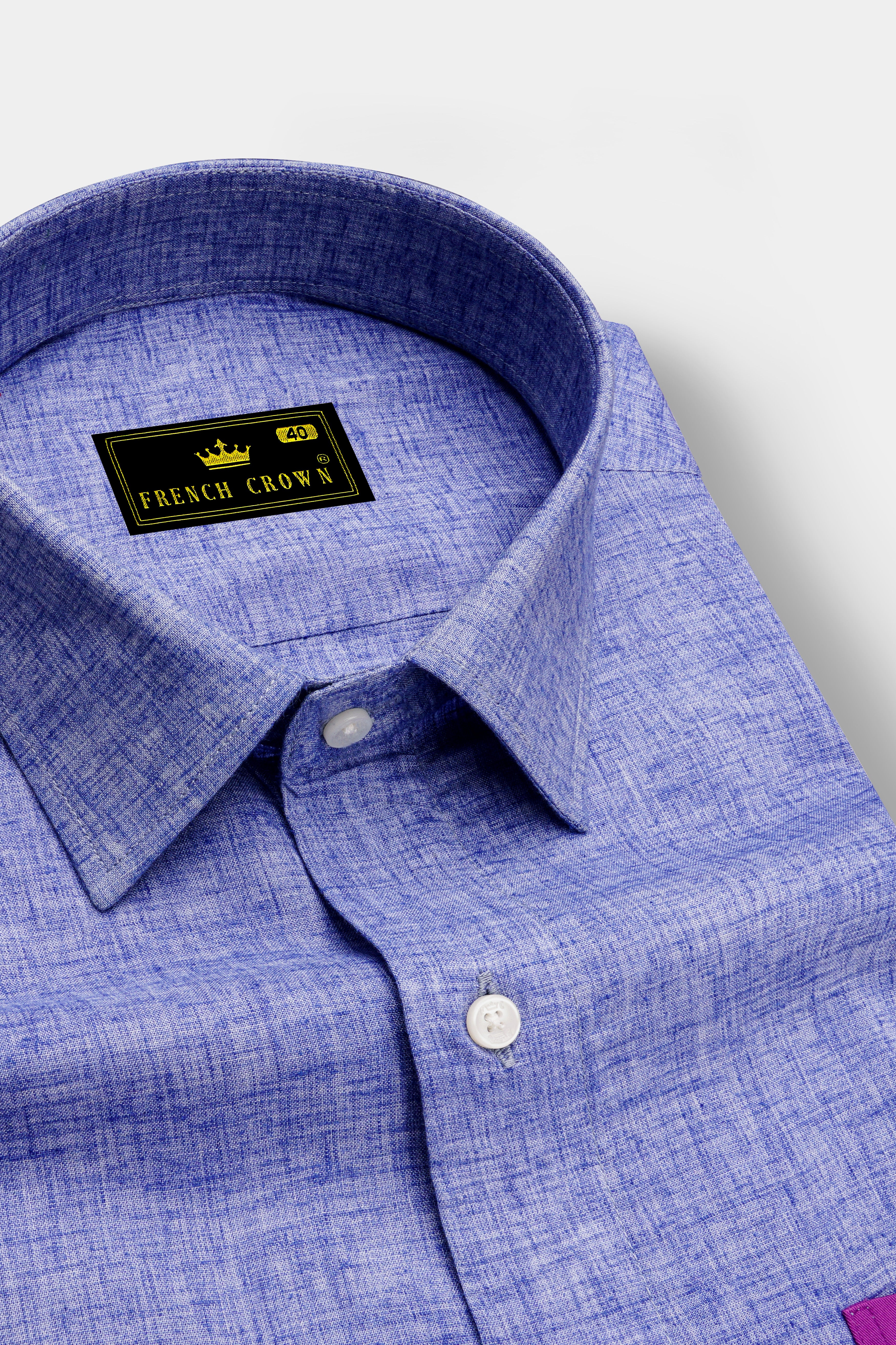 Chetwode Blue With Purple Two Side Pocket Chambray Premium Cotton Designer Shirt