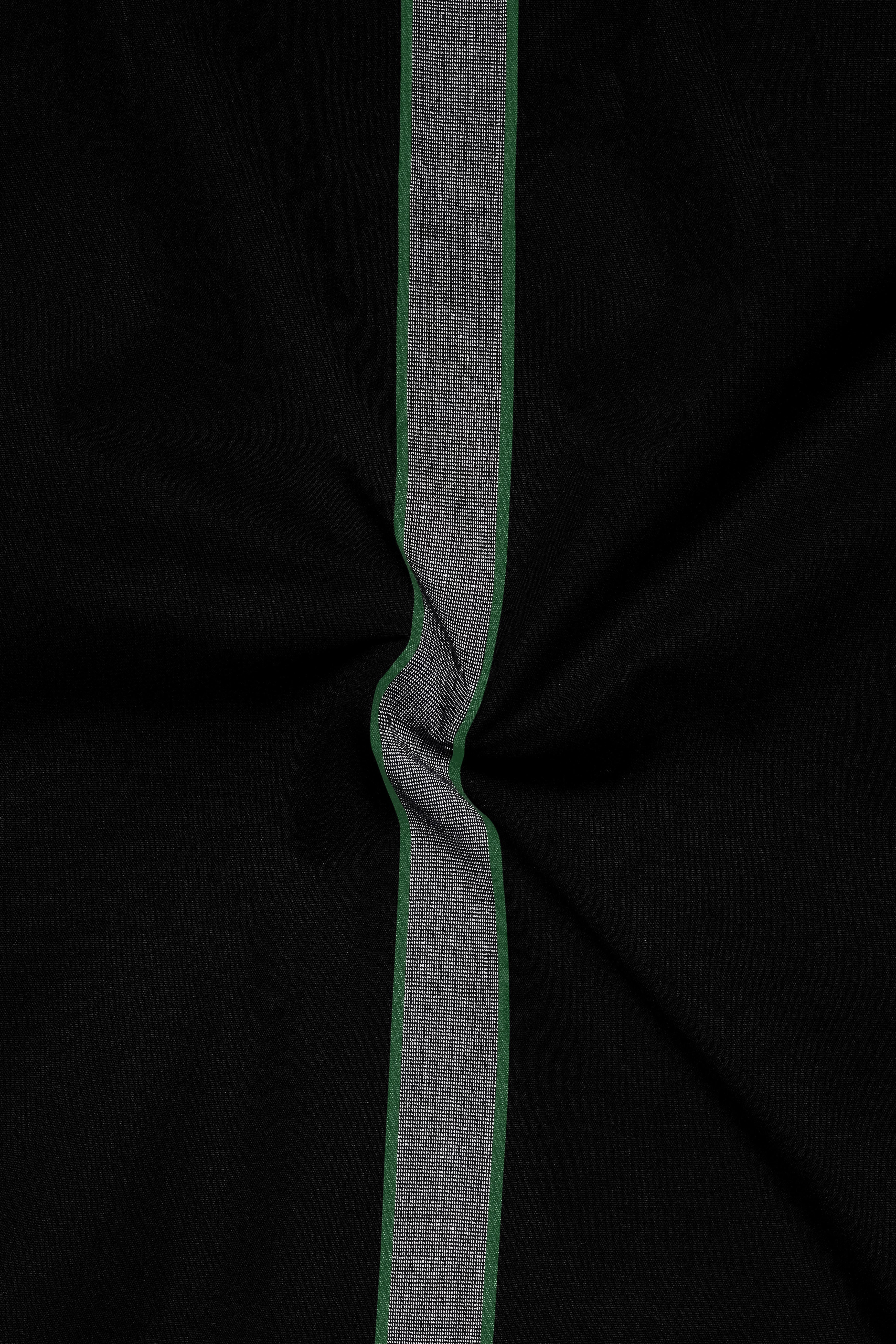 Jade Black With Gray Striped Premium Cotton Shirt