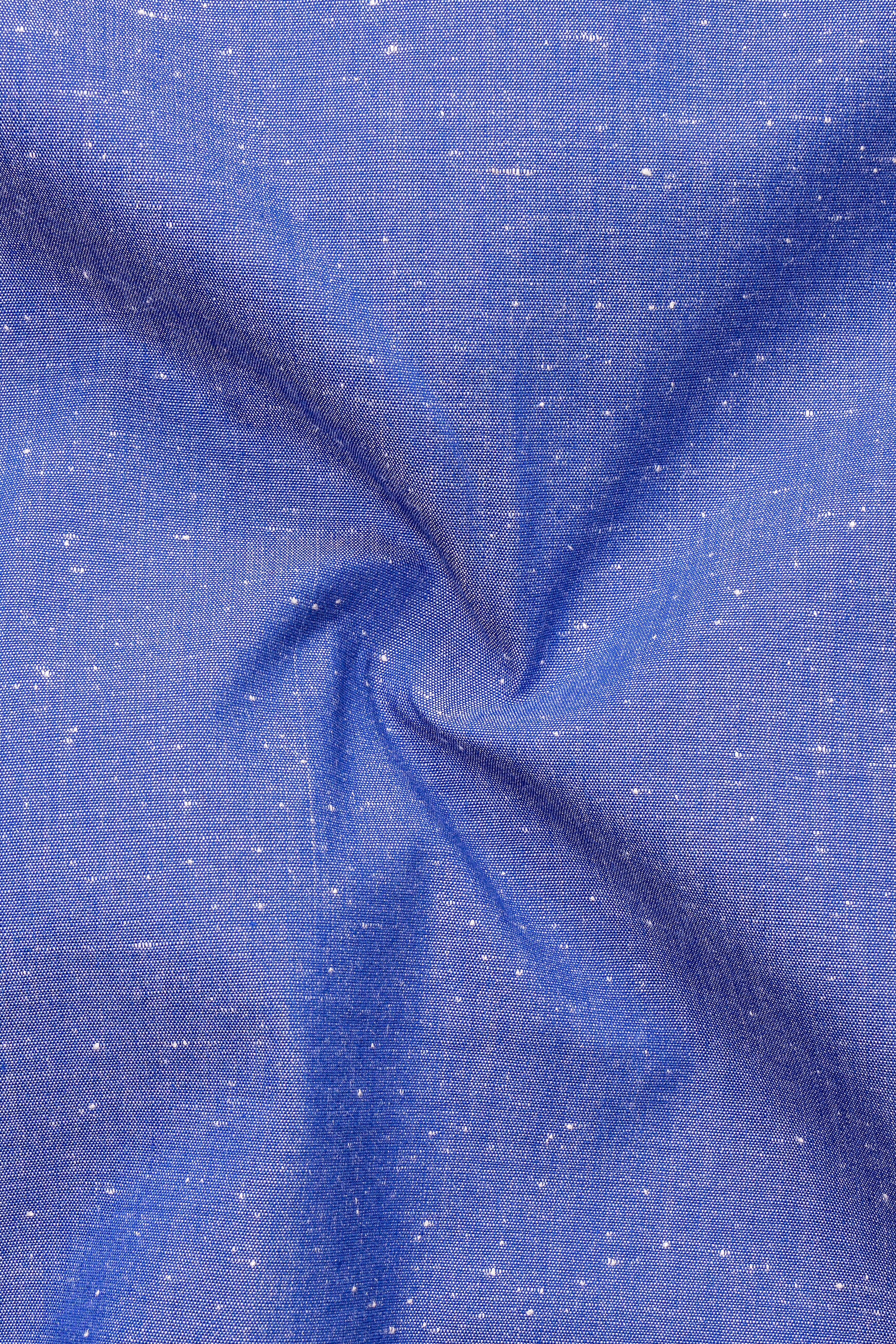 Dark Pastel Blue With Mickey Mouse Chambray Textured Premium Cotton Designer Shirt