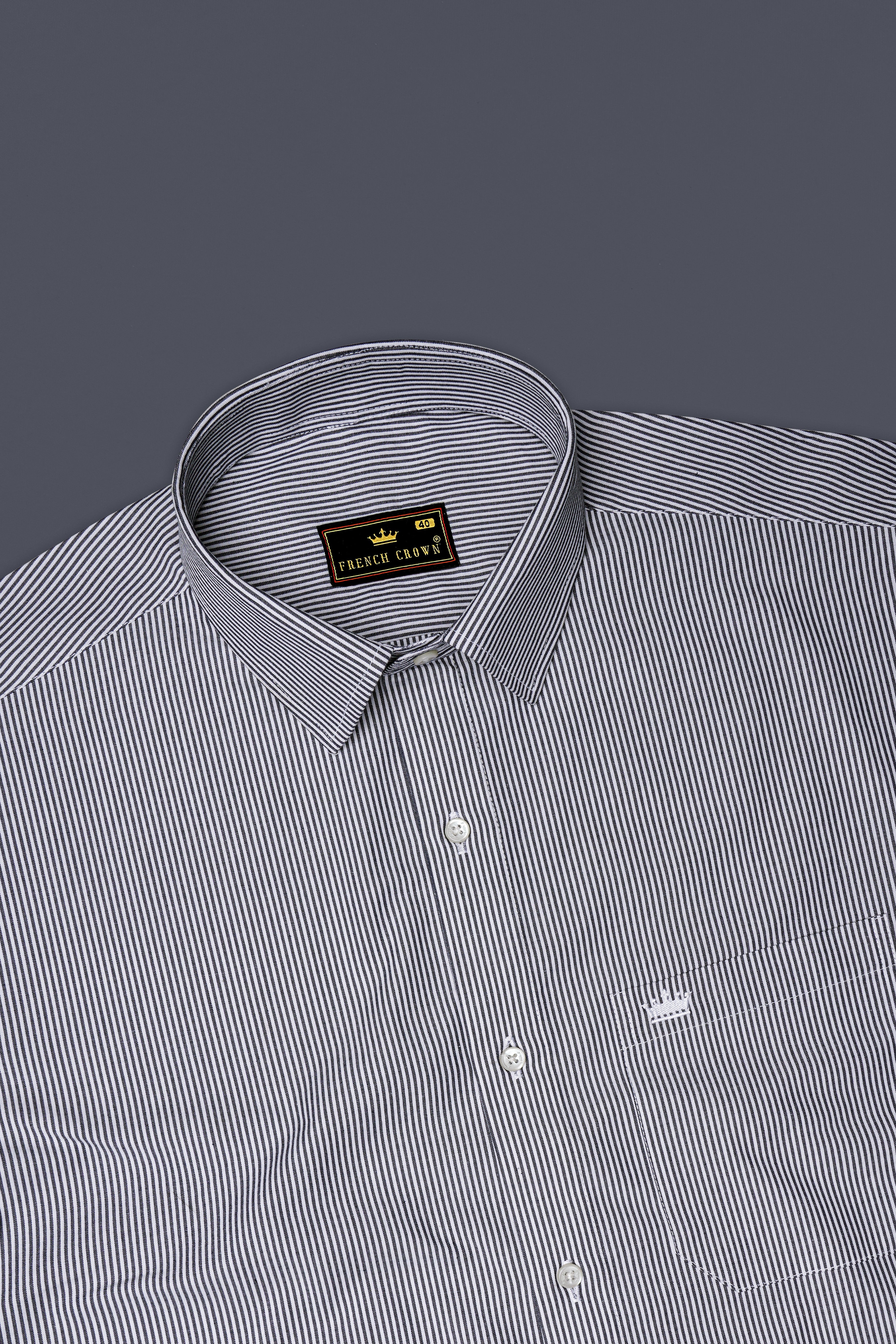 Fedora Gray and White Pinstriped Royal Oxford Shirt