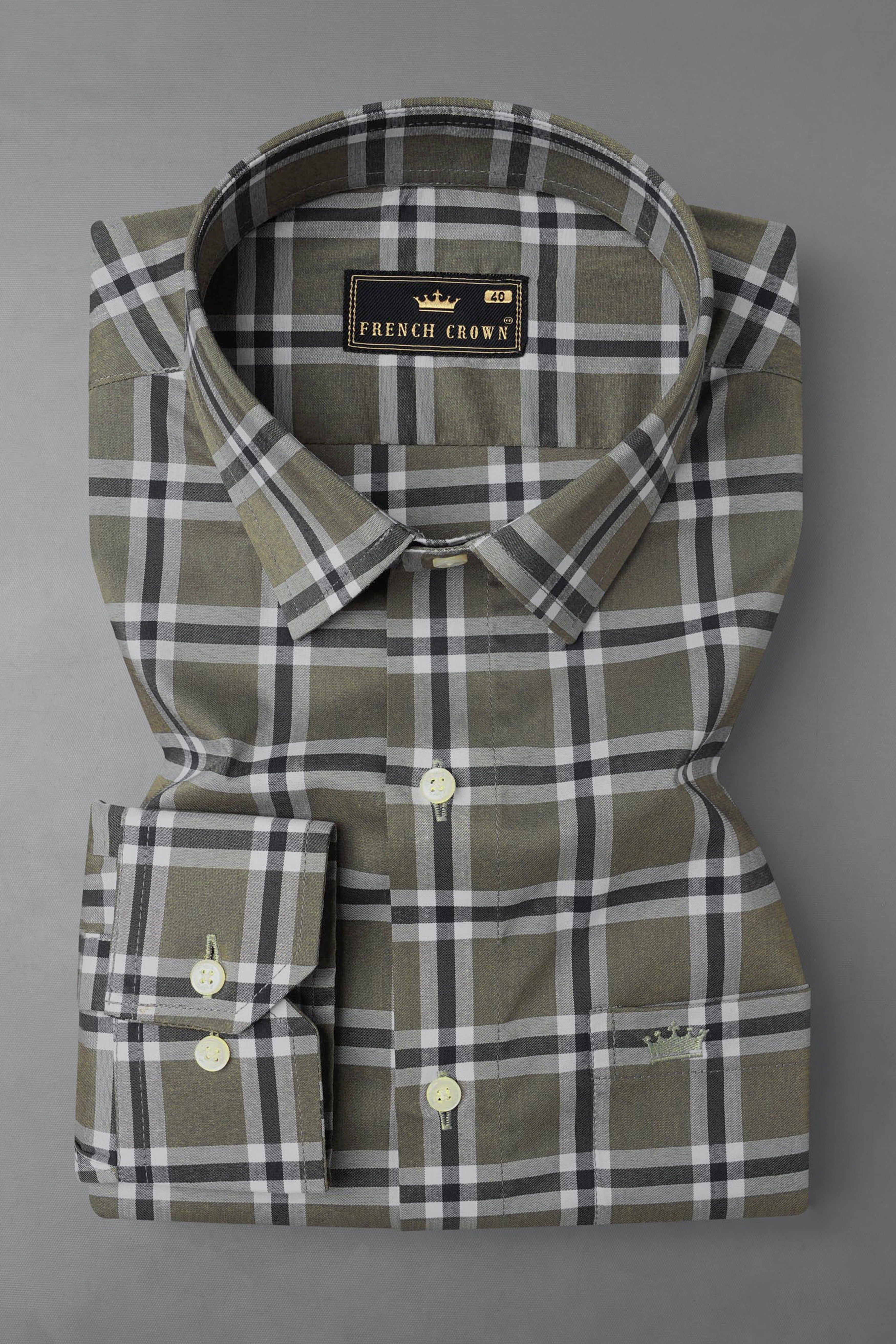 Rifle Green Plaid Premium Cotton shirt