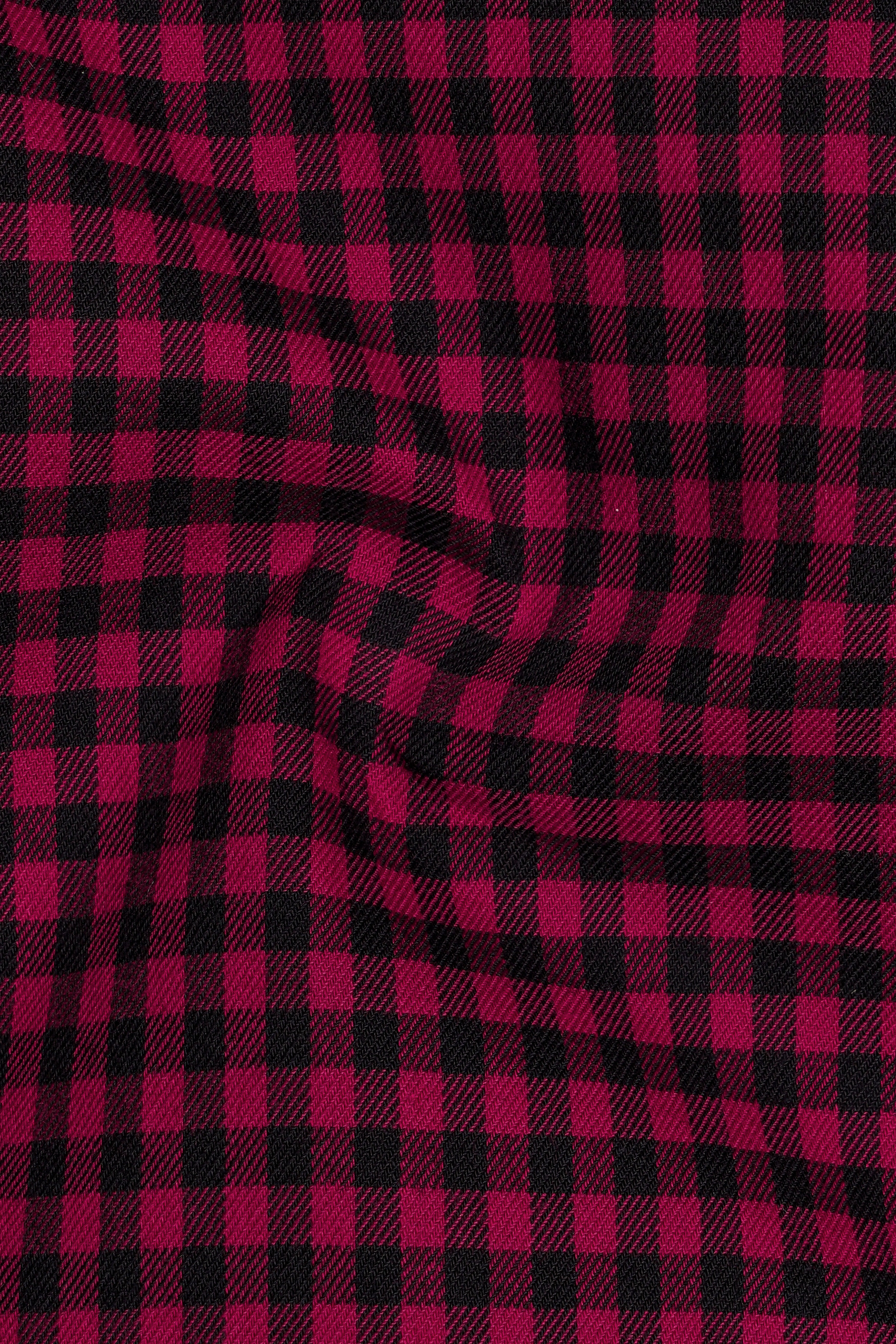 Vivid Red Twill Checkered Premium Cotton Designer Shirt