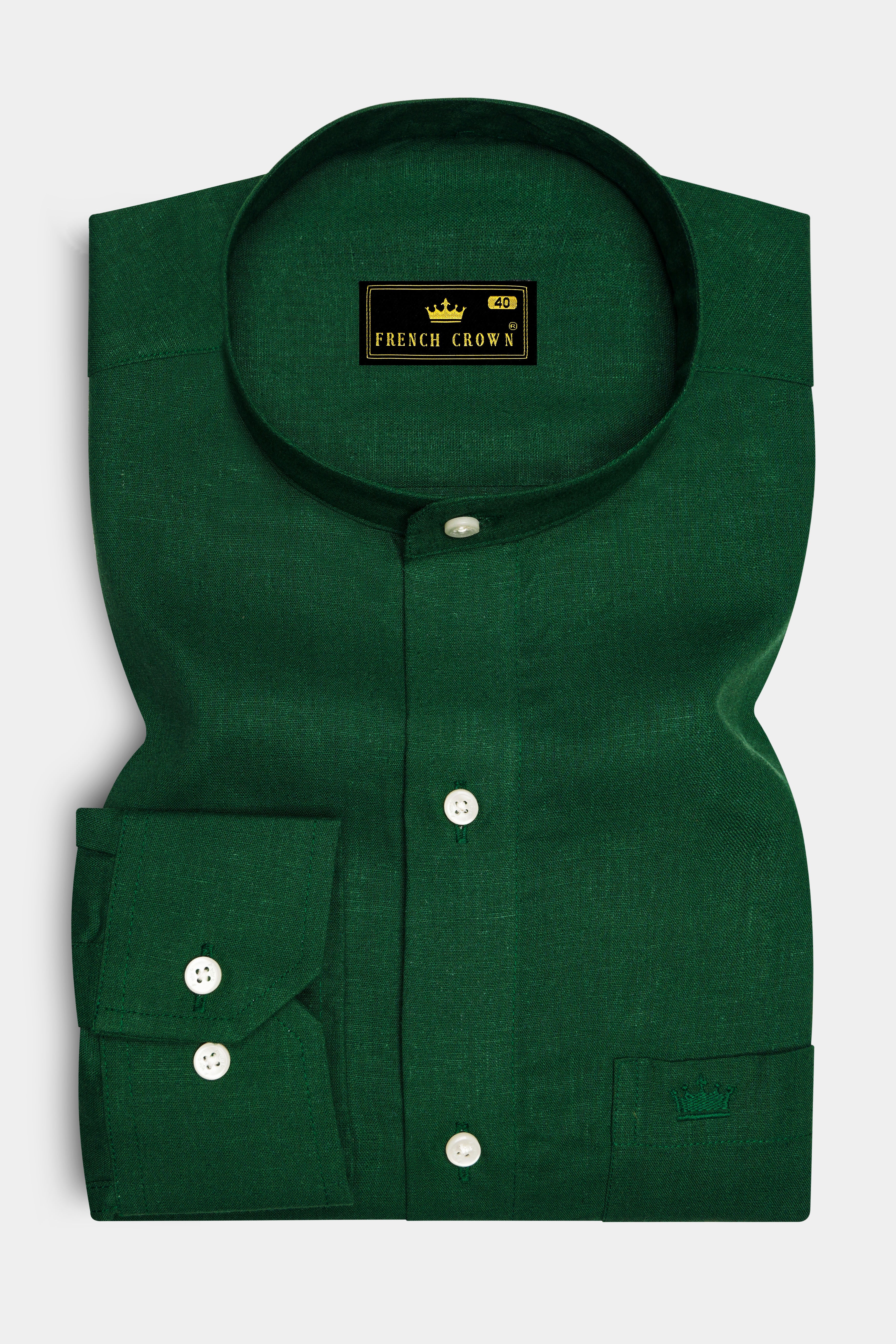 Crusoe Green Luxurious Linen Shirt
