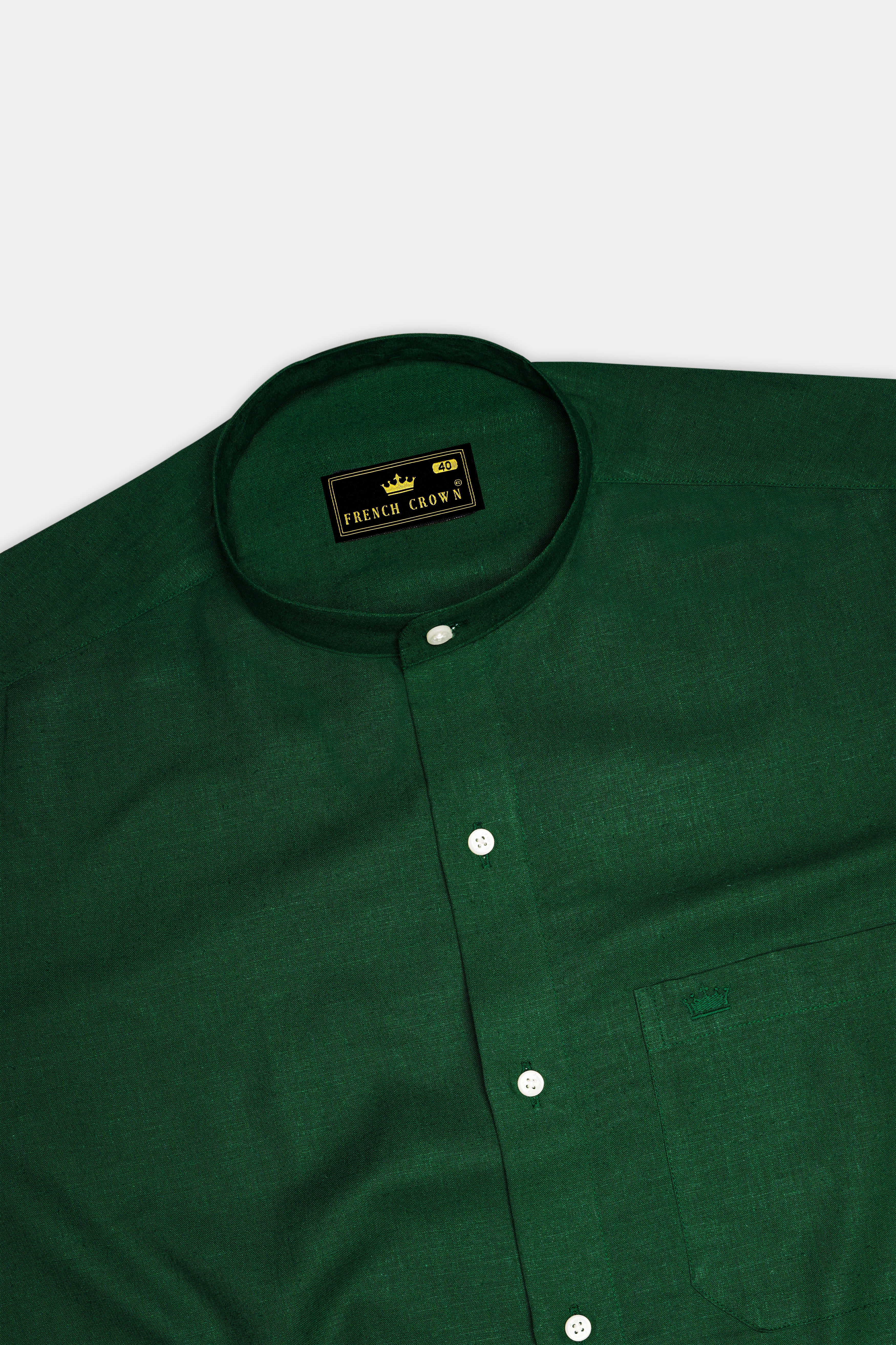 Crusoe Green Luxurious Linen Shirt
