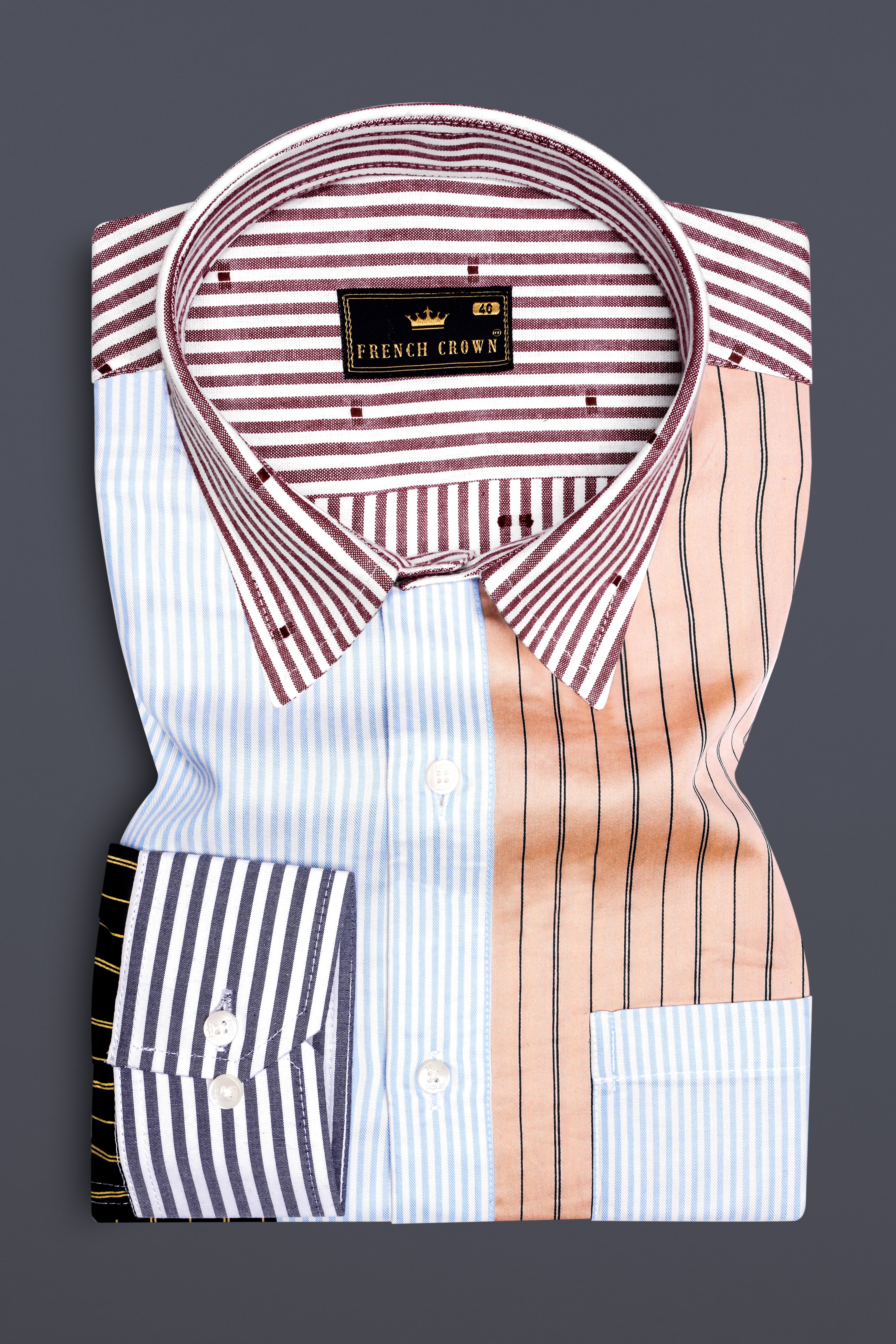 Jet Stream Blue and Tacao Brown Striped Super Soft Premium Cotton Designer Shirt