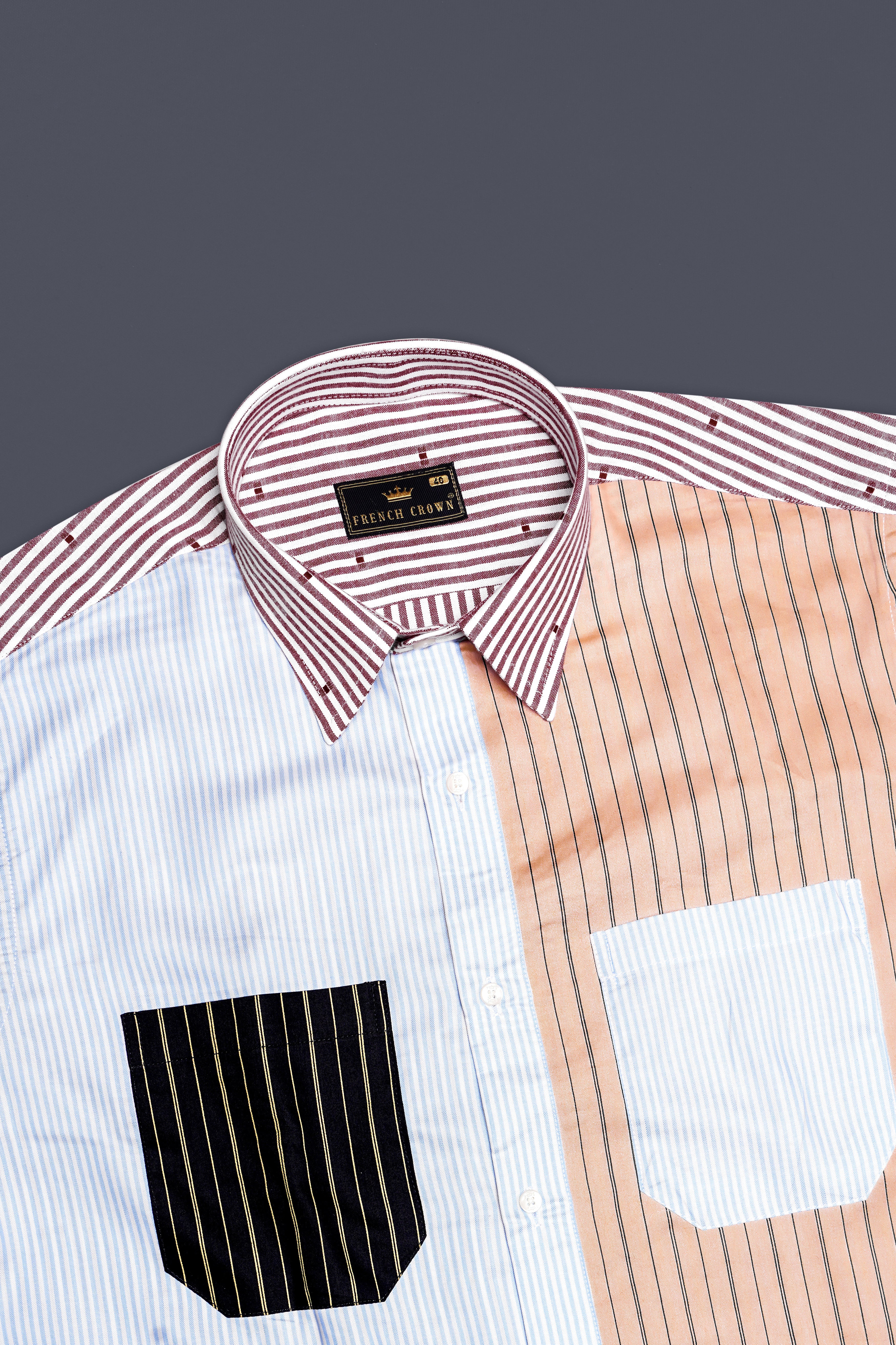 Jet Stream Blue and Tacao Brown Striped Super Soft Premium Cotton Designer Shirt