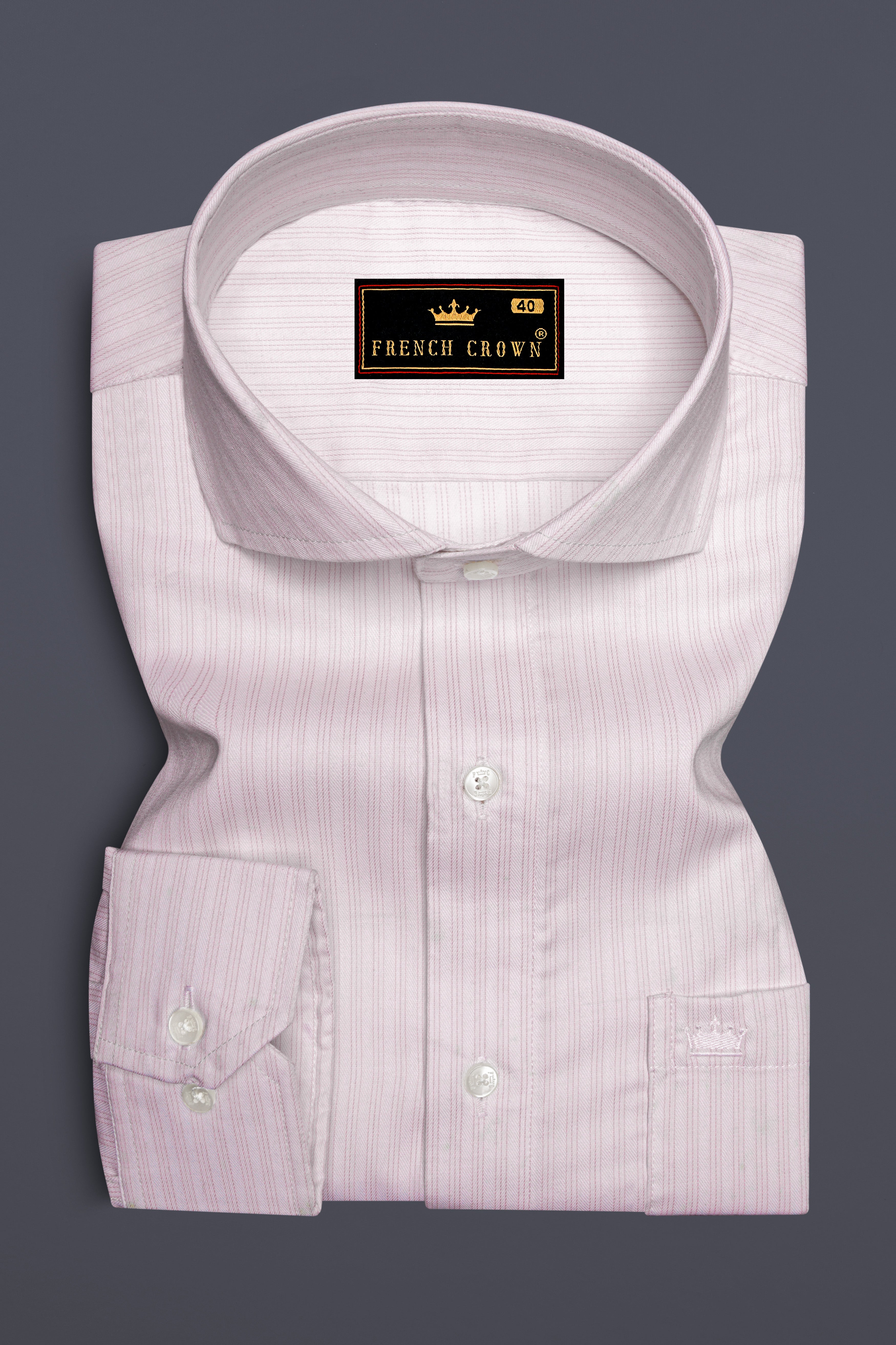 Bright White and Maverick Pink Twill Pinstriped Premium Cotton Shirt